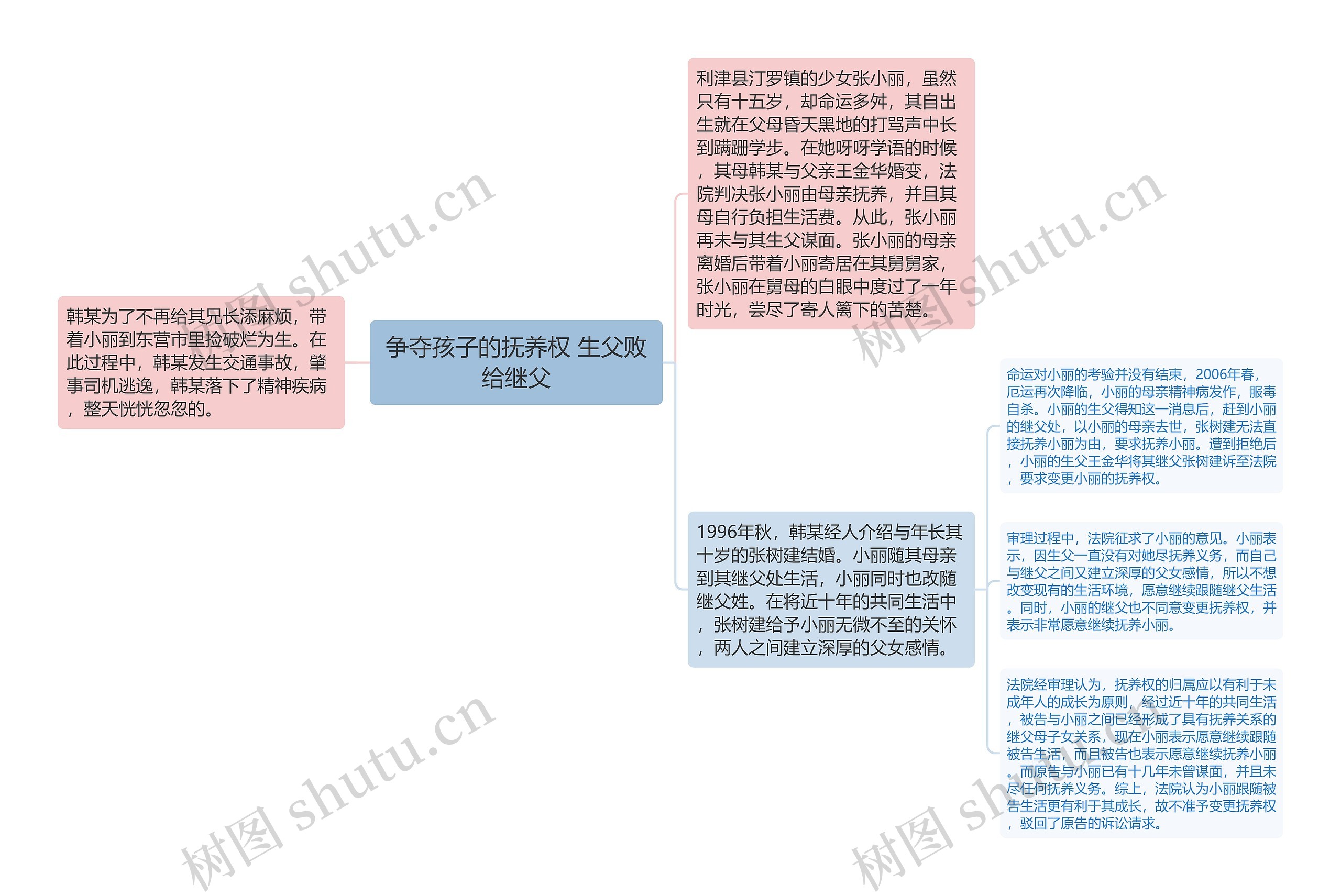 争夺孩子的抚养权 生父败给继父思维导图