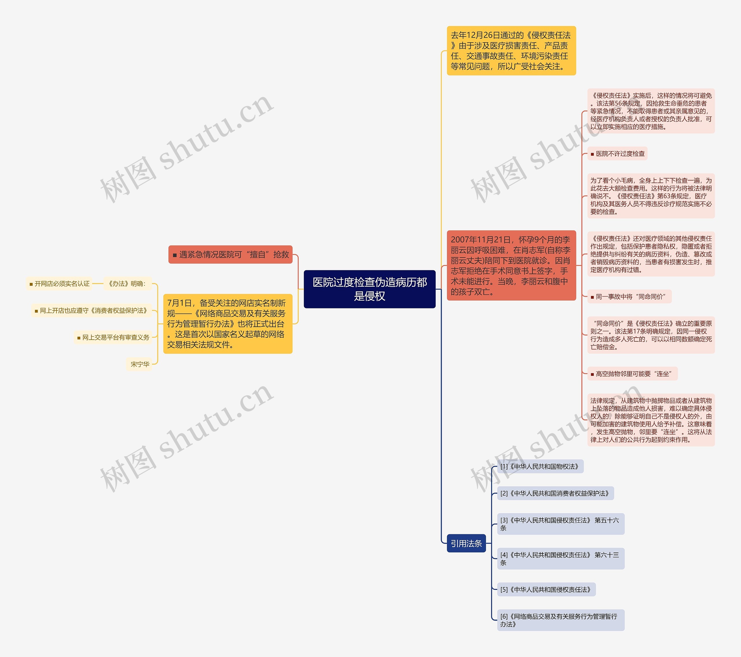 医院过度检查伪造病历都是侵权思维导图