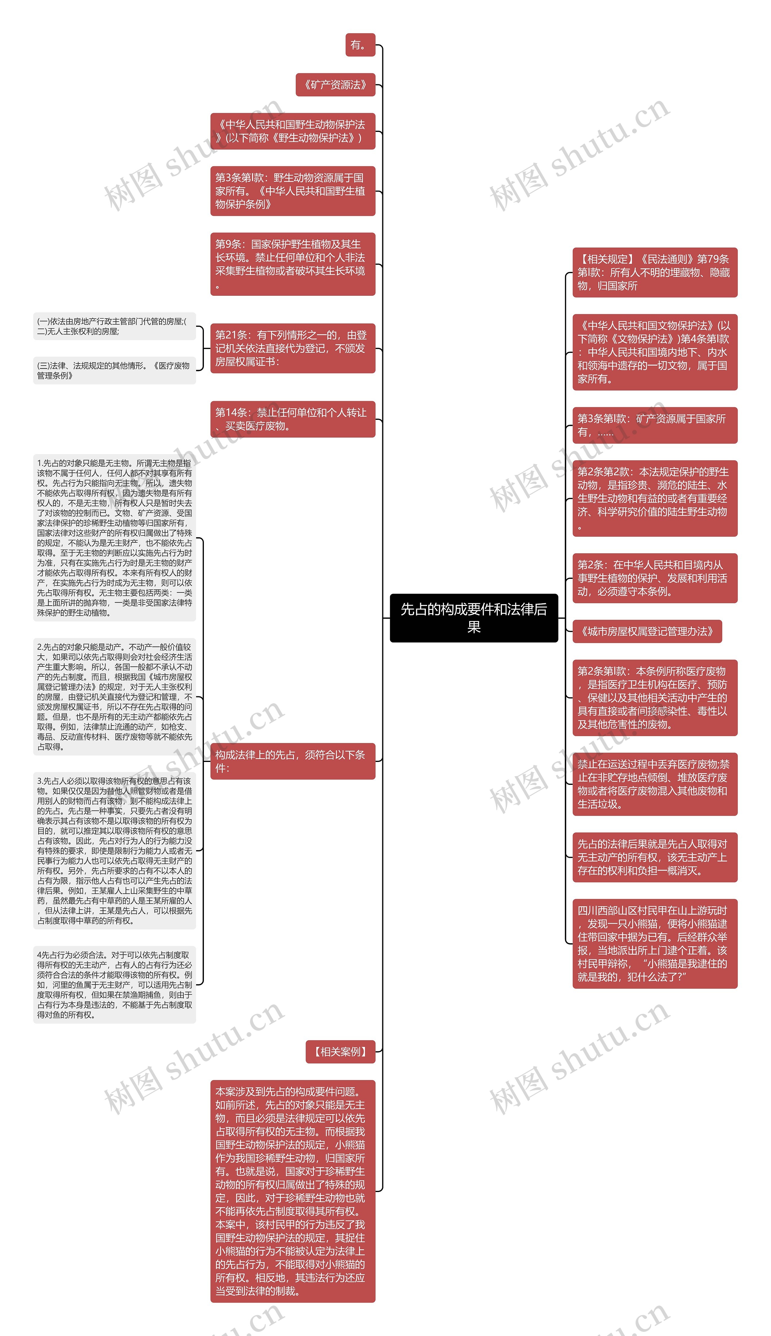 先占的构成要件和法律后果思维导图