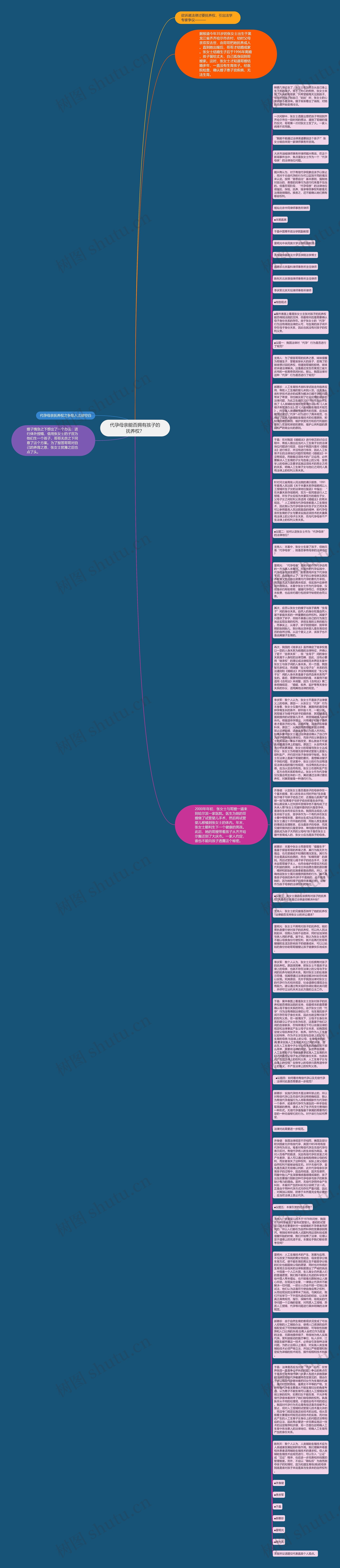 代孕母亲能否拥有孩子的抚养权？思维导图