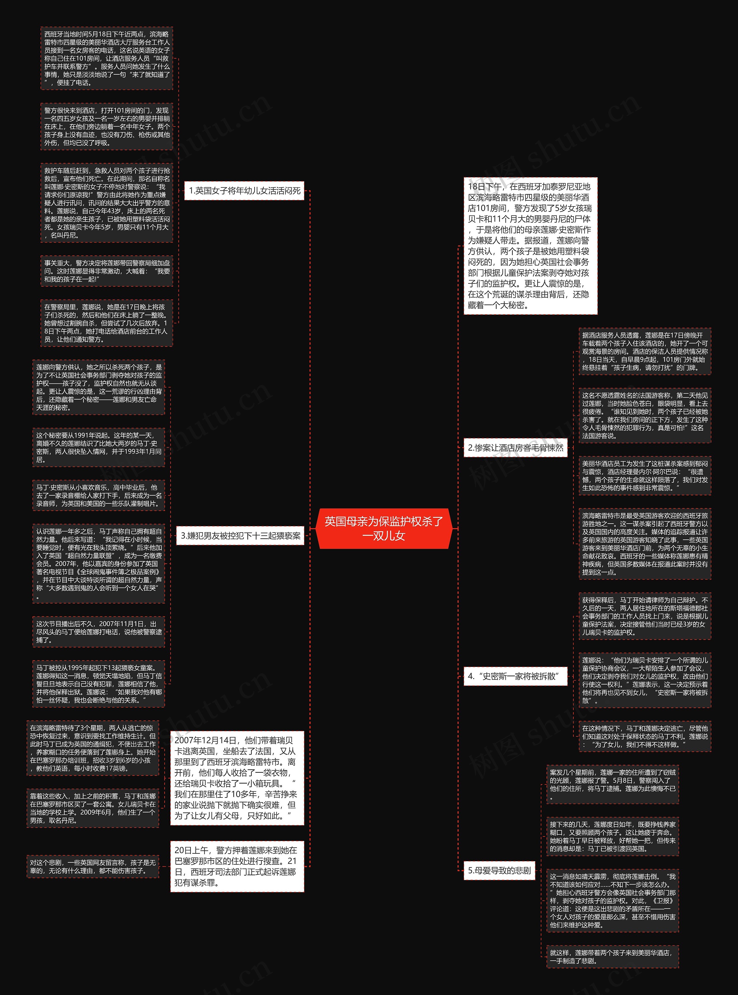 英国母亲为保监护权杀了一双儿女思维导图