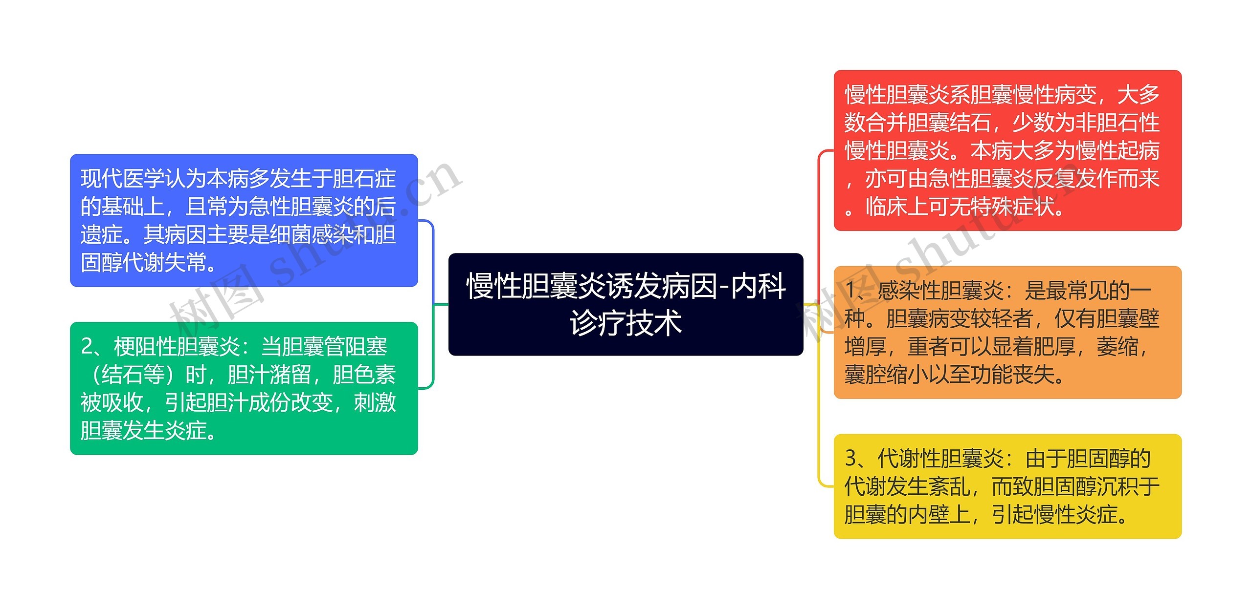 慢性胆囊炎诱发病因-内科诊疗技术思维导图