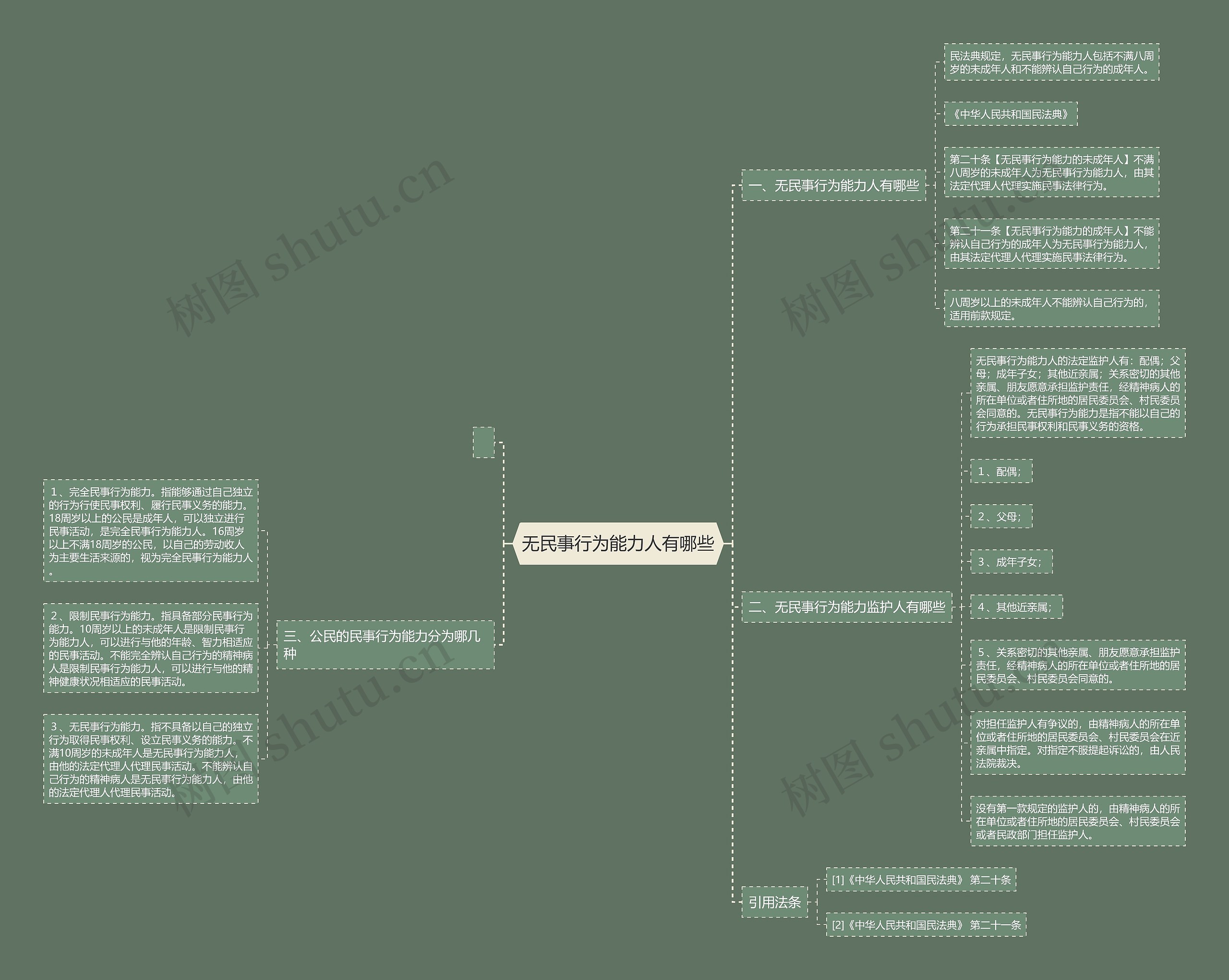 无民事行为能力人有哪些思维导图