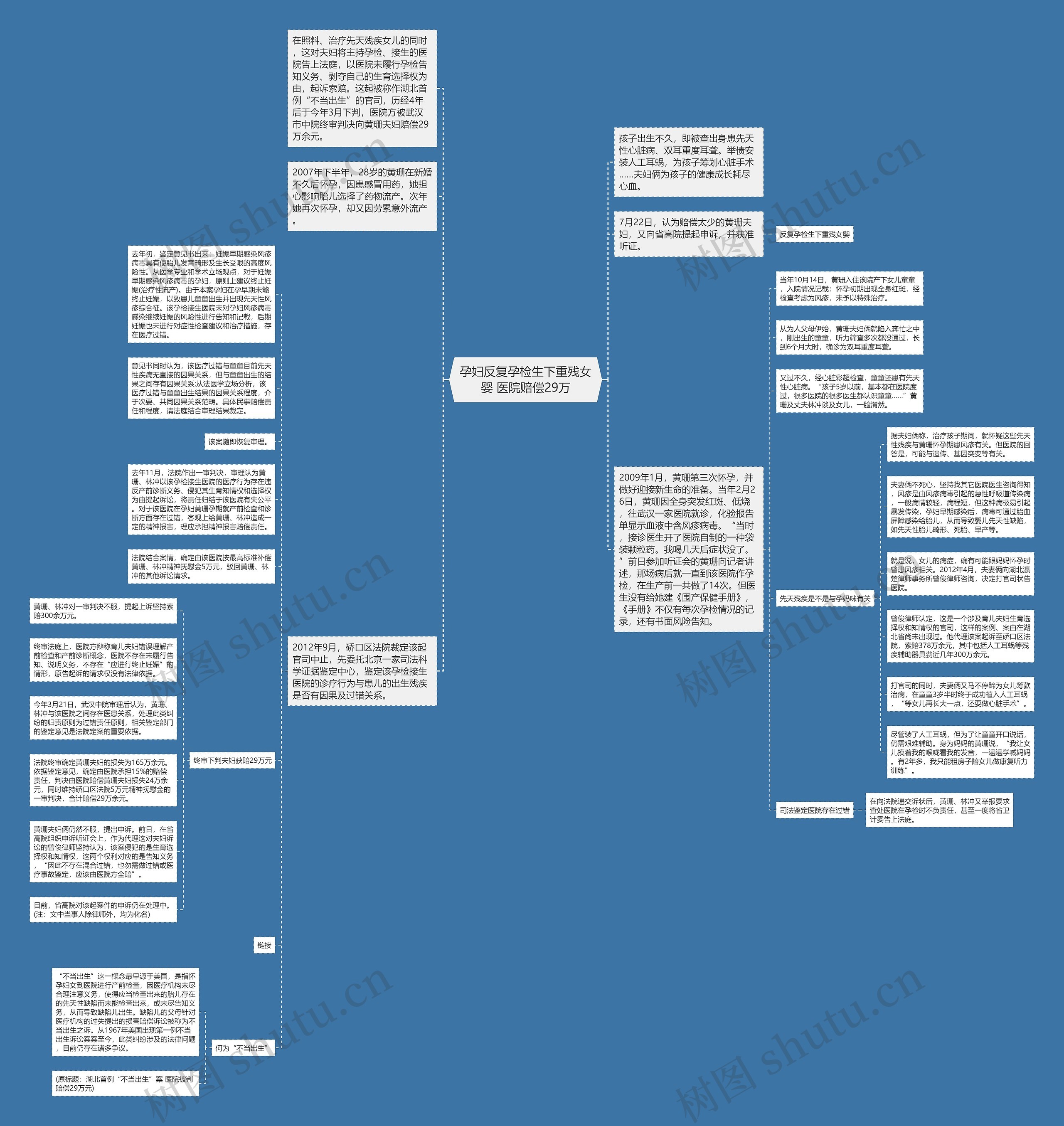 孕妇反复孕检生下重残女婴 医院赔偿29万思维导图