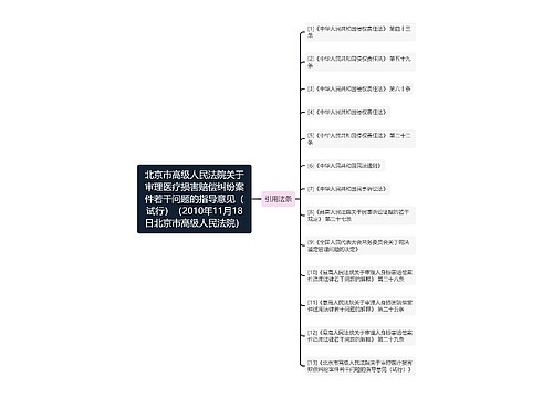 北京市高级人民法院关于审理医疗损害赔偿纠纷案件若干问题的指导意见（试行）（2010年11月18日北京市高级人民法院）