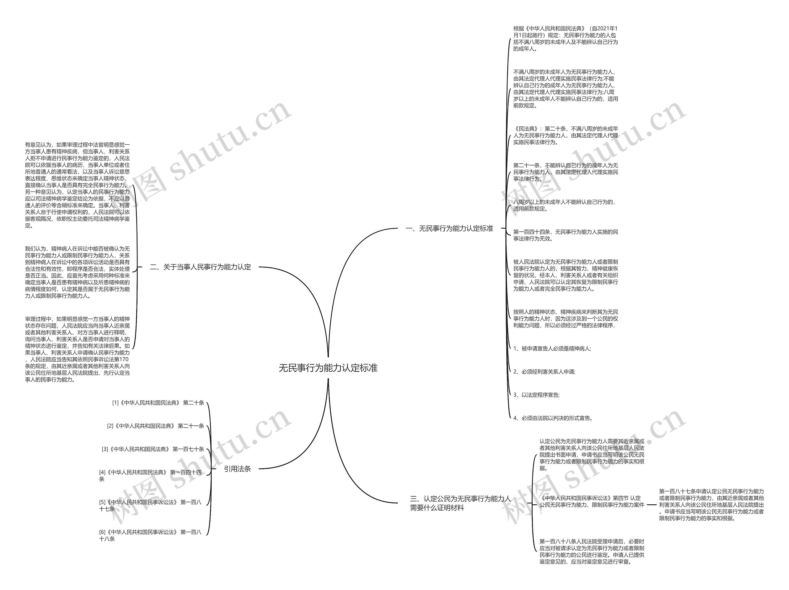 无民事行为能力认定标准思维导图