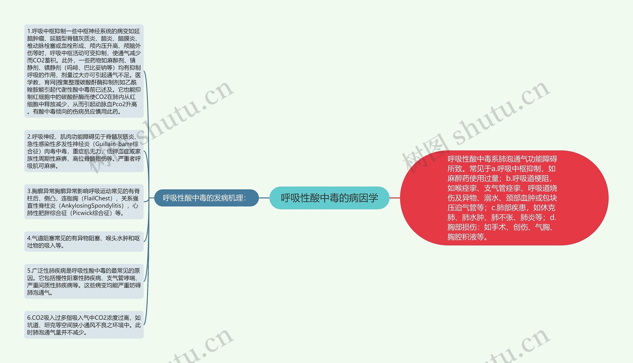 呼吸性酸中毒的病因学思维导图