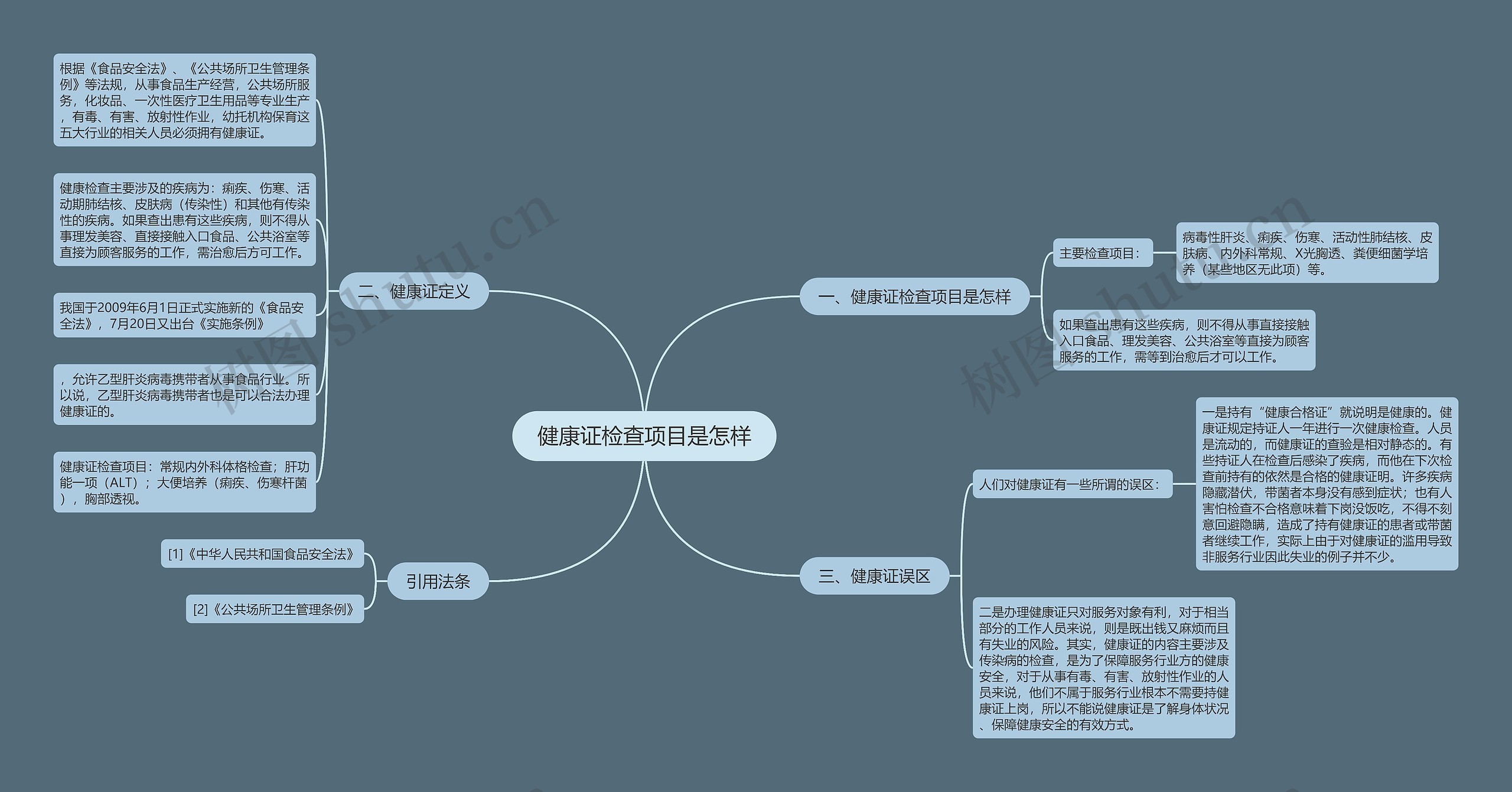 健康证检查项目是怎样思维导图