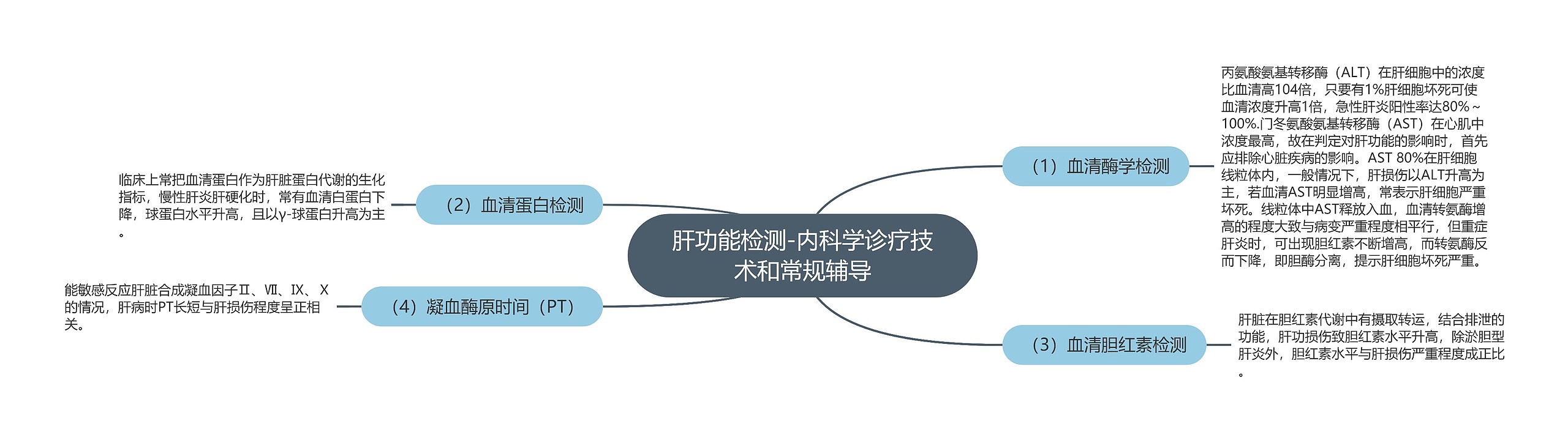 肝功能检测-内科学诊疗技术和常规辅导思维导图