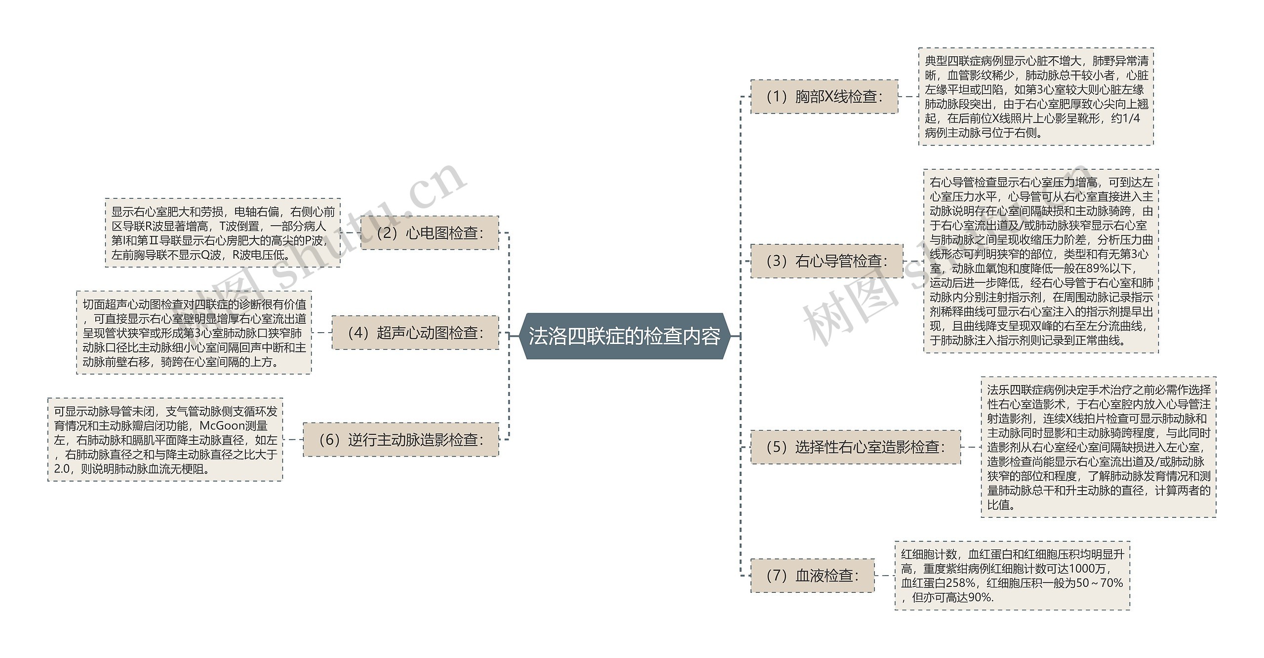 法洛四联症的检查内容思维导图