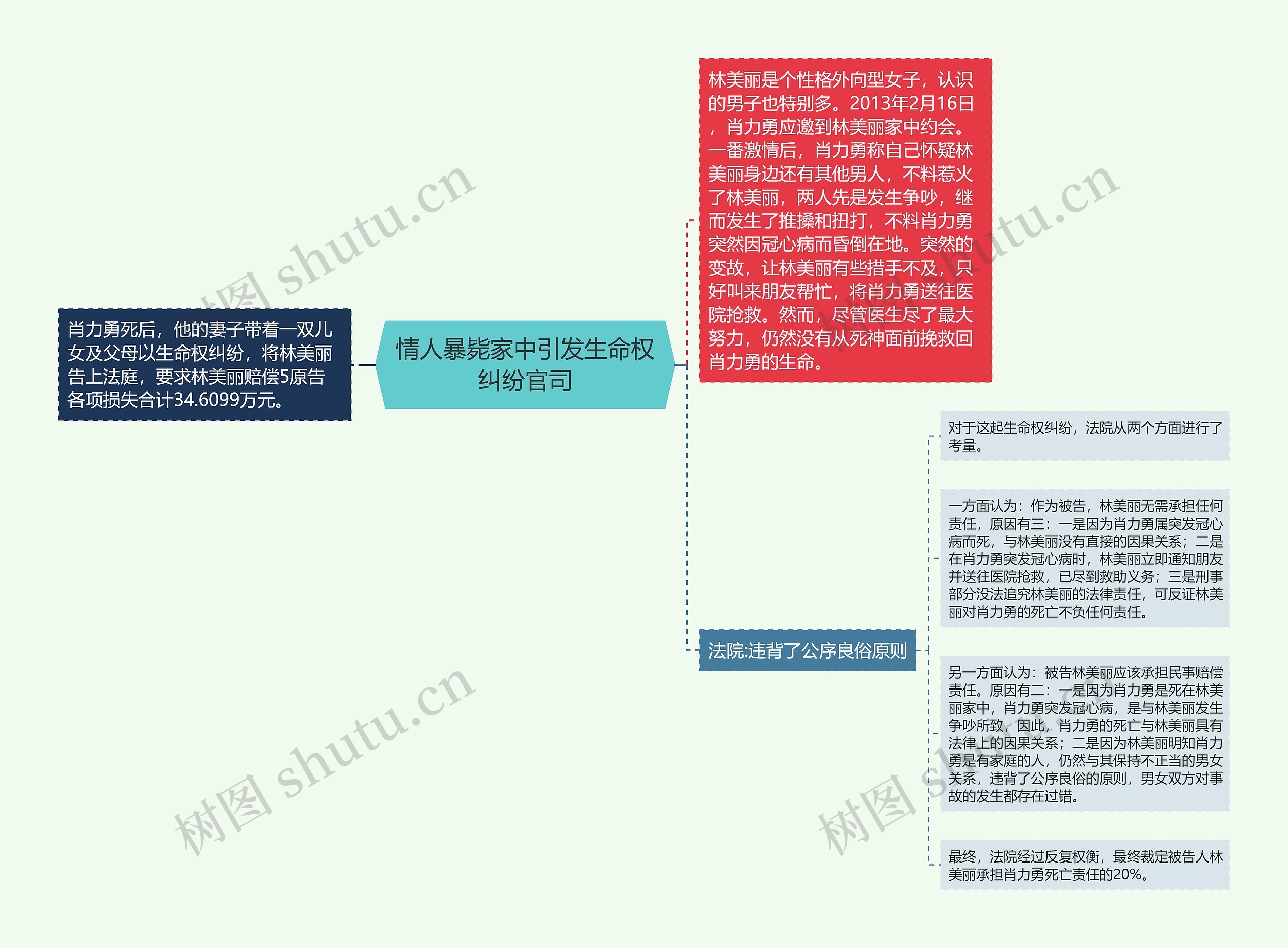 情人暴毙家中引发生命权纠纷官司思维导图