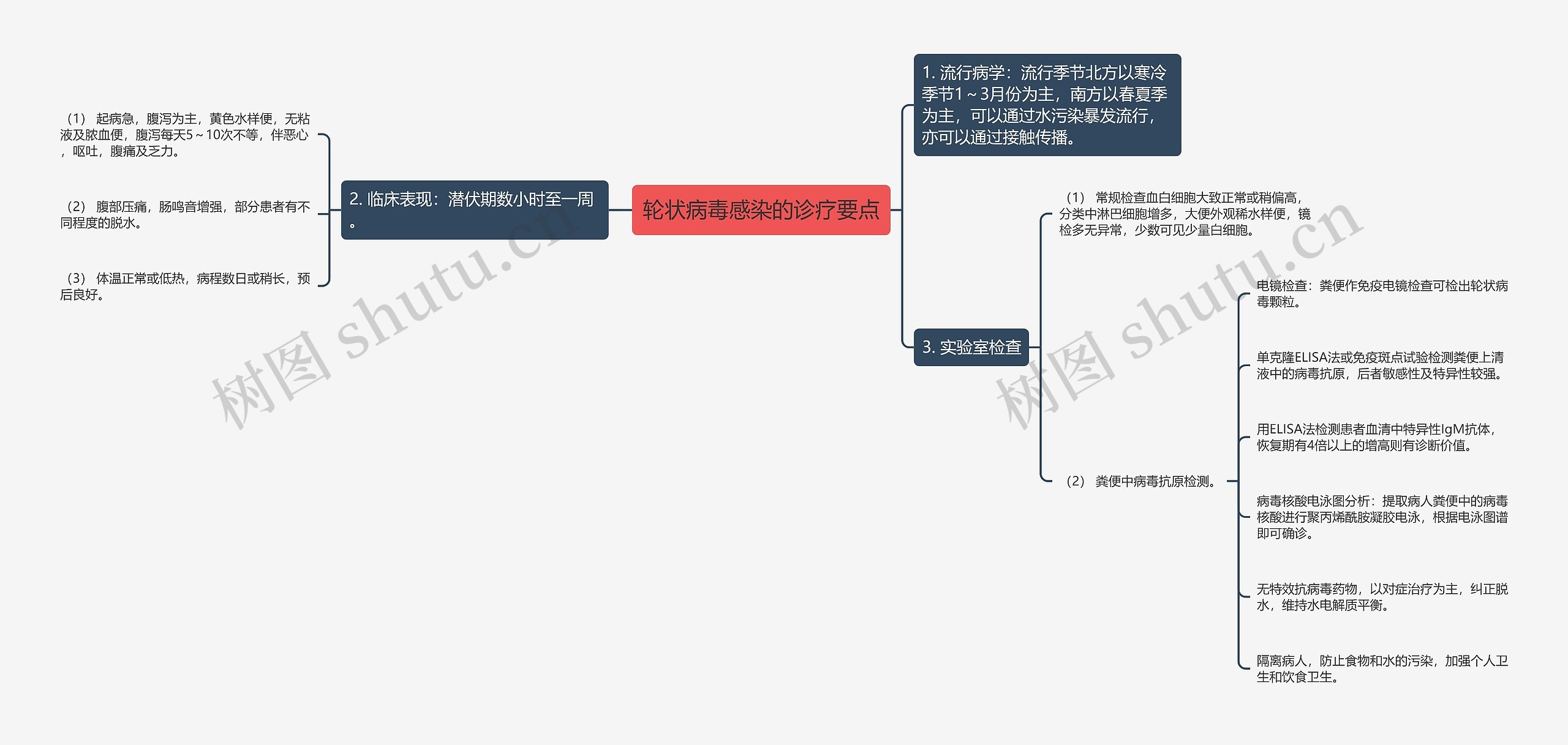 轮状病毒感染的诊疗要点思维导图