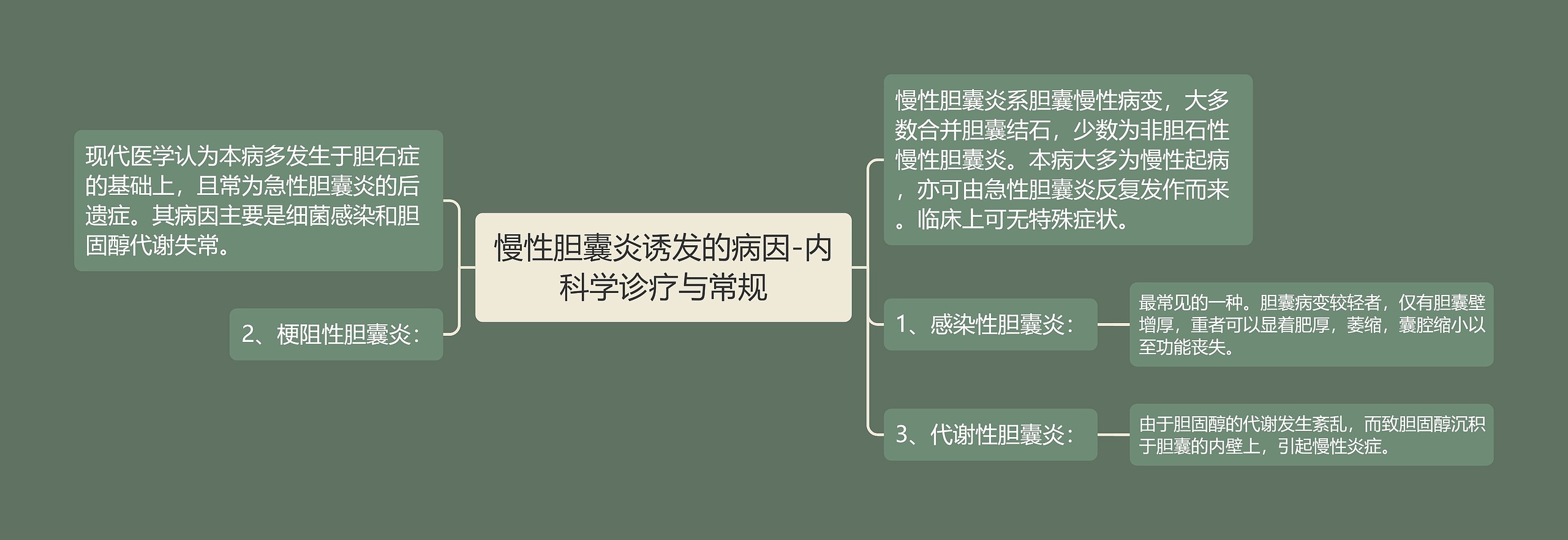 慢性胆囊炎诱发的病因-内科学诊疗与常规思维导图