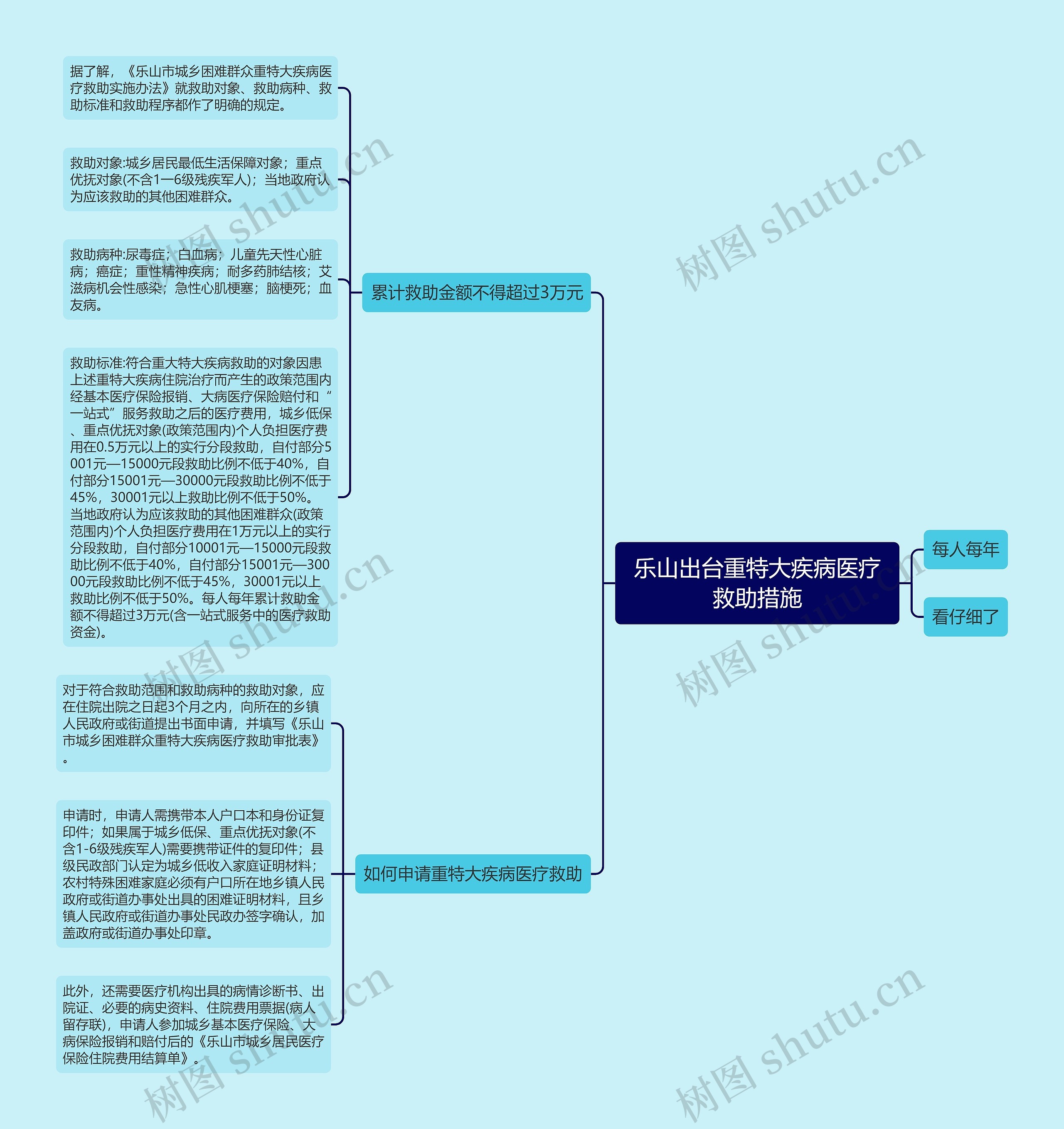 乐山出台重特大疾病医疗救助措施思维导图