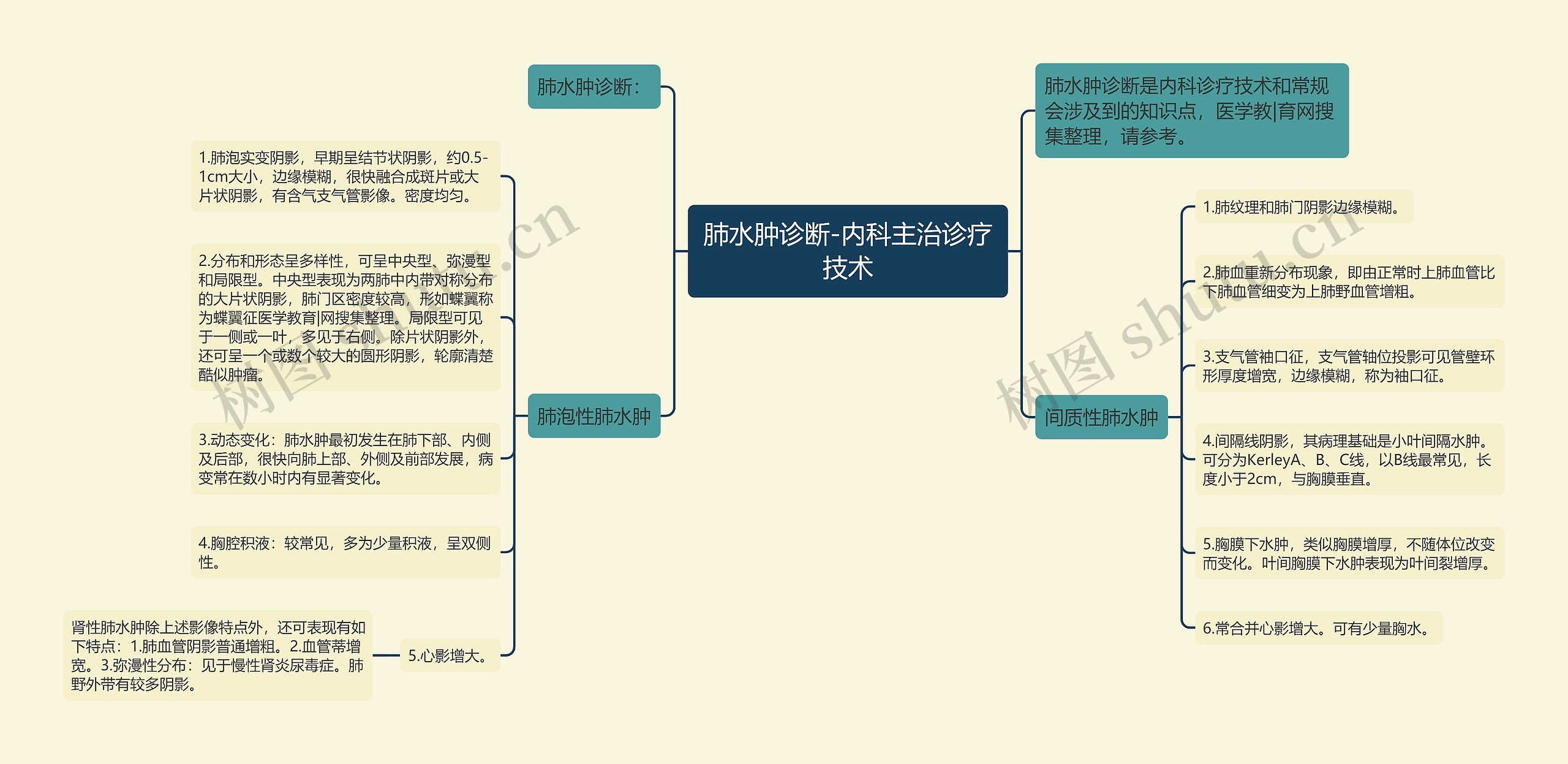 肺水肿诊断-内科主治诊疗技术思维导图