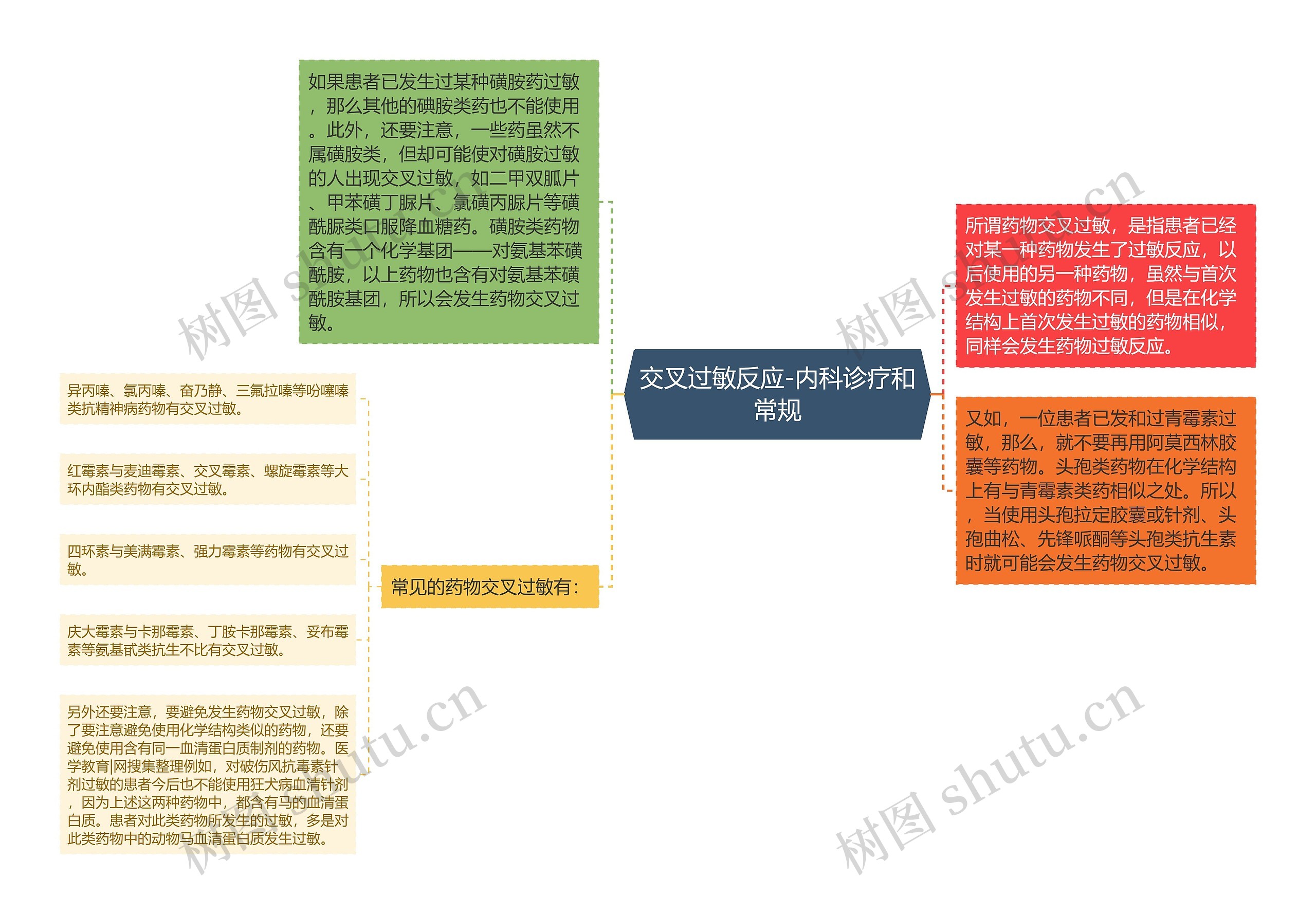 交叉过敏反应-内科诊疗和常规思维导图