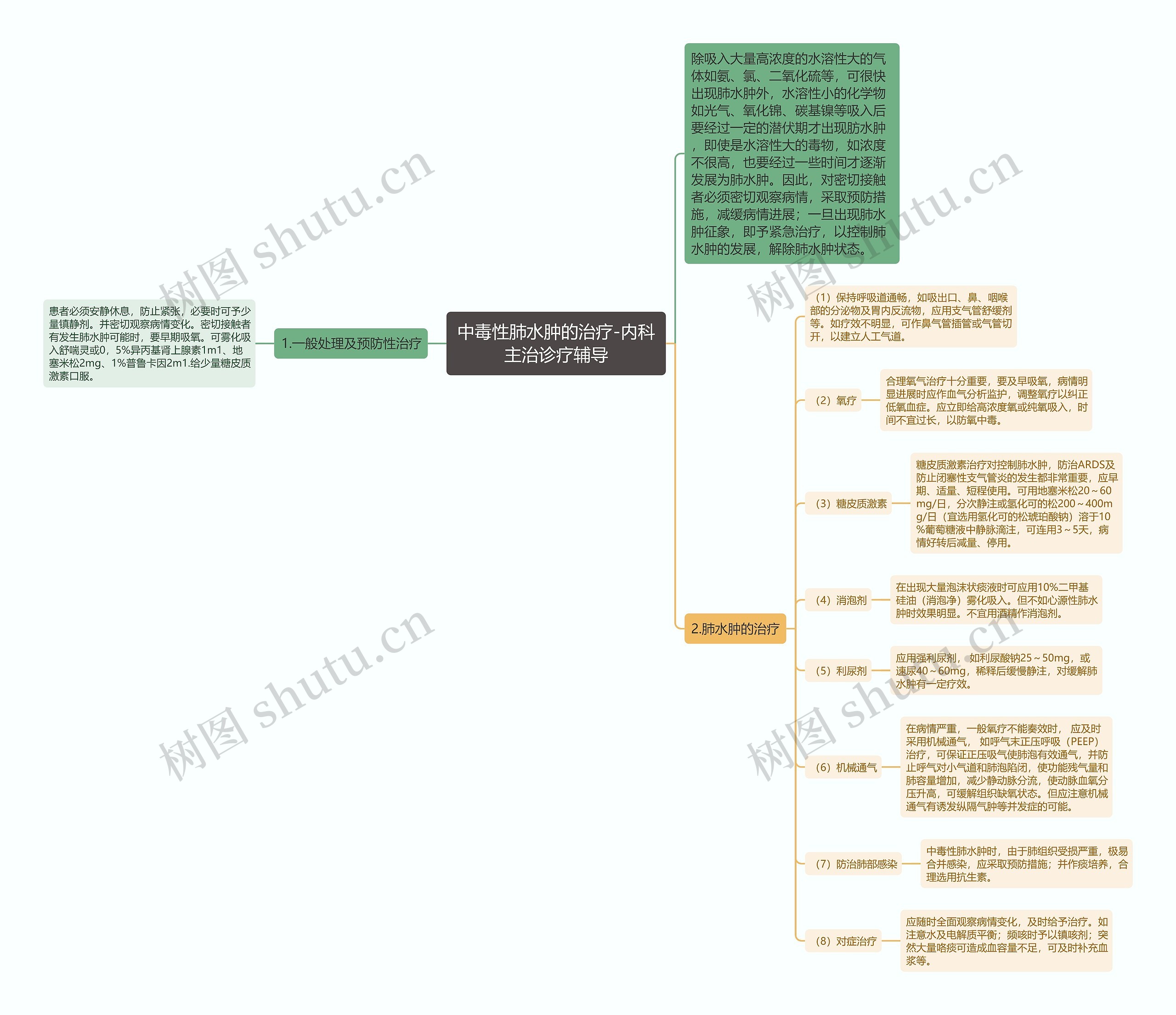 中毒性肺水肿的治疗-内科主治诊疗辅导思维导图