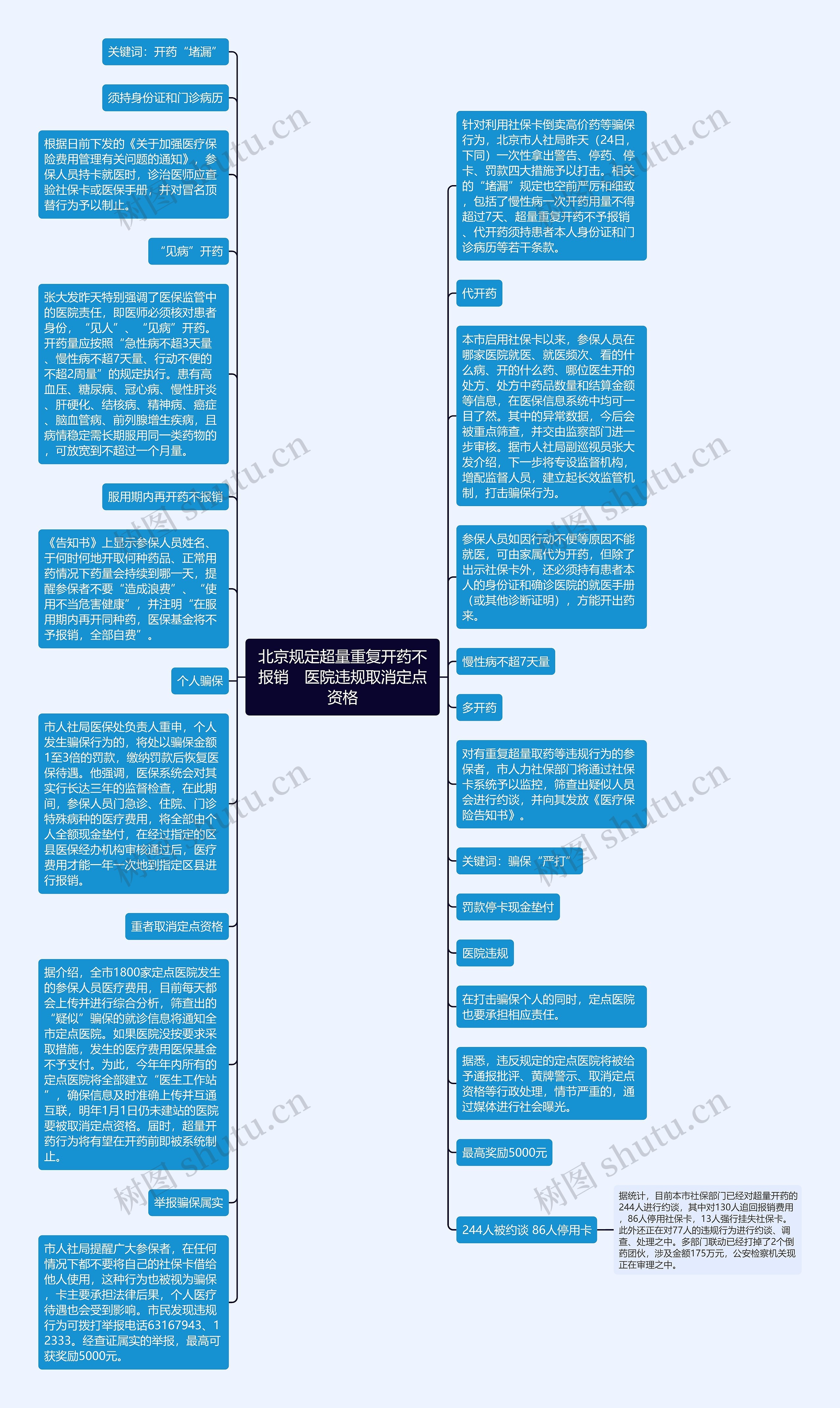 北京规定超量重复开药不报销　医院违规取消定点资格思维导图