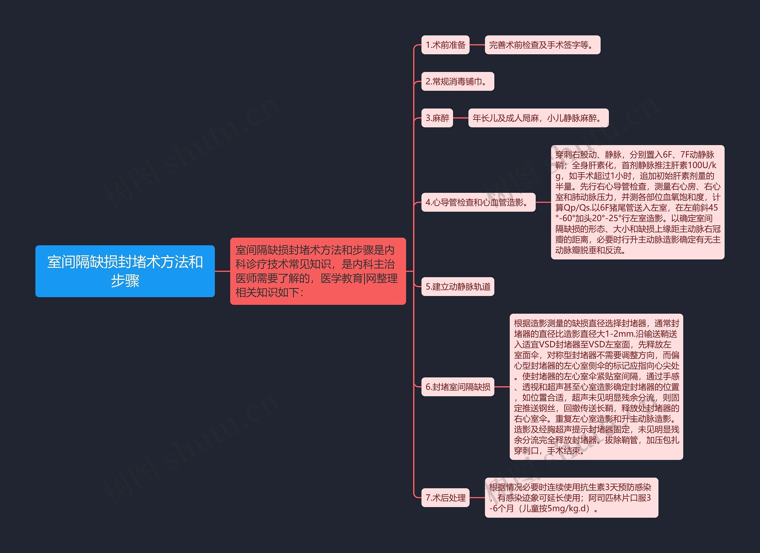 室间隔缺损封堵术方法和步骤思维导图