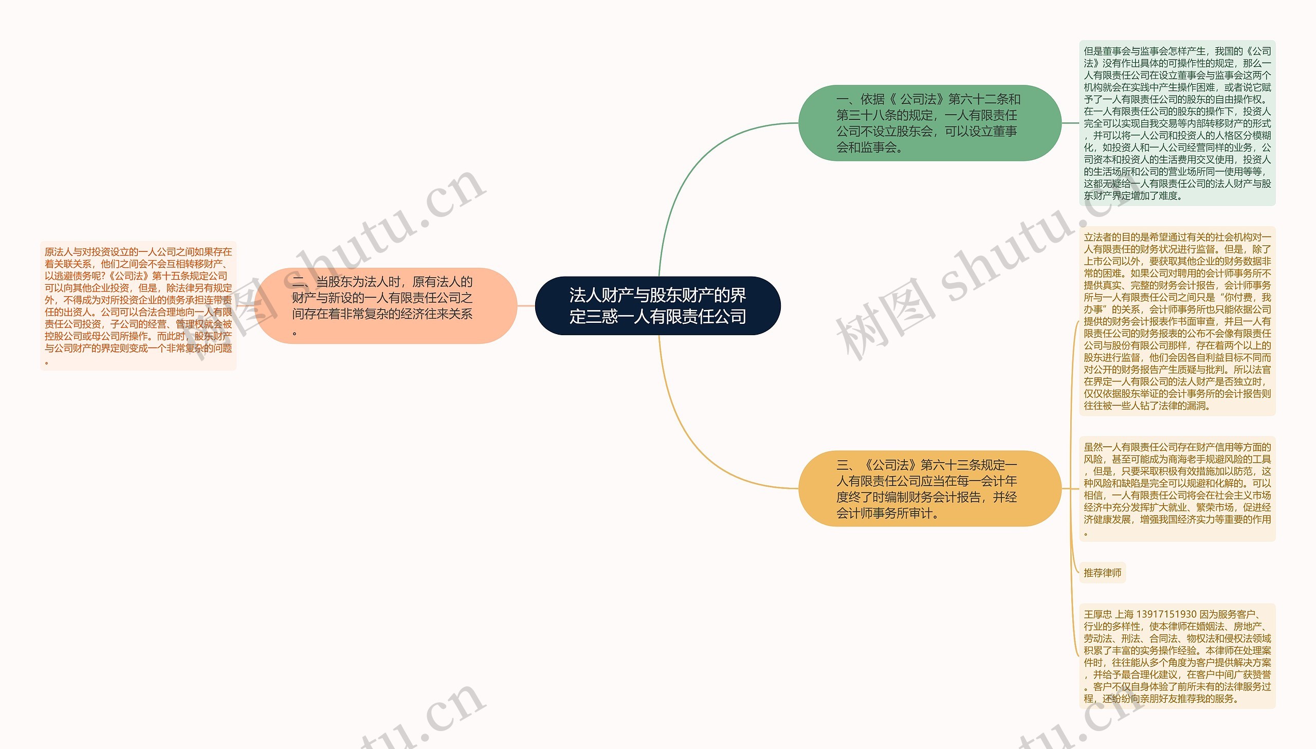 法人财产与股东财产的界定三惑一人有限责任公司思维导图