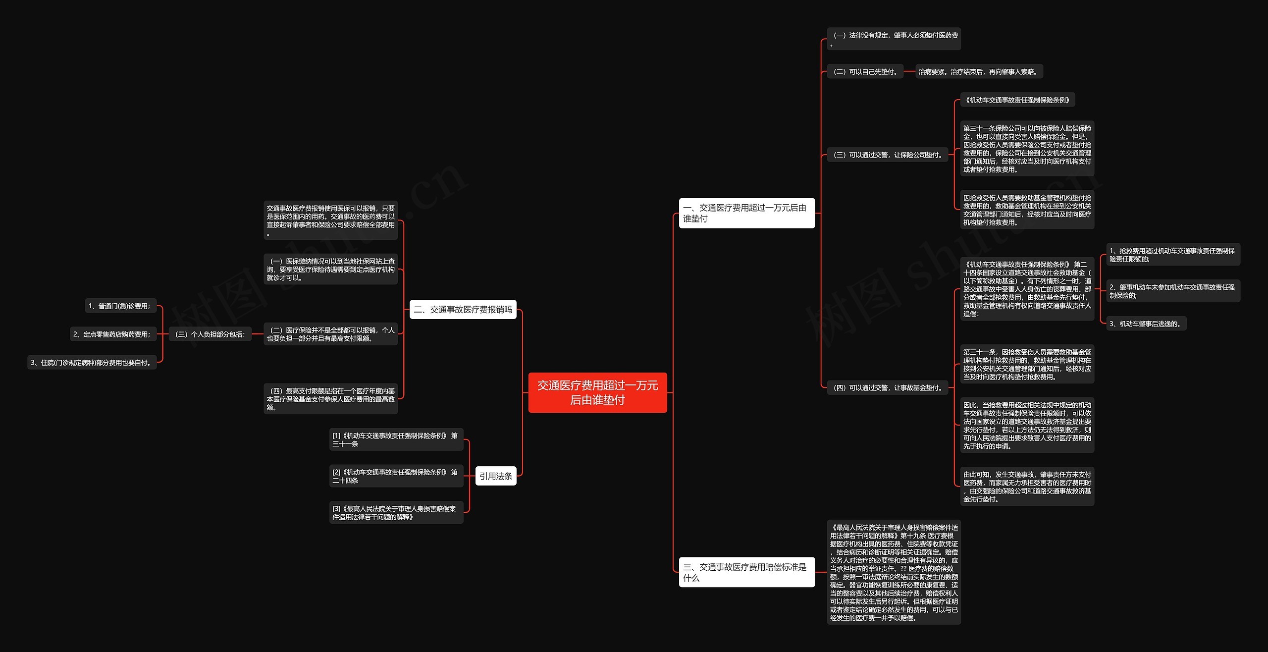 交通医疗费用超过一万元后由谁垫付思维导图