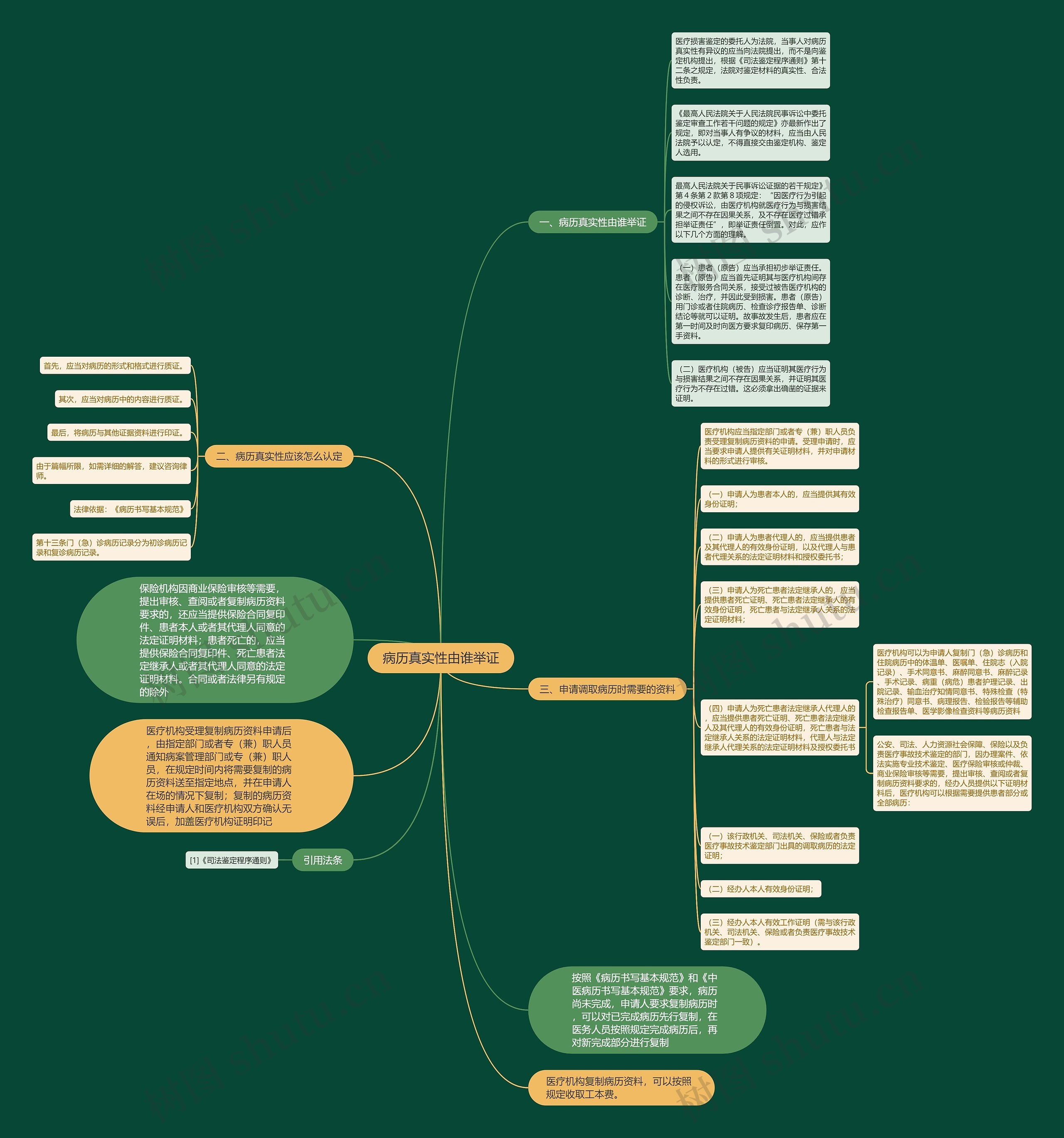 病历真实性由谁举证思维导图