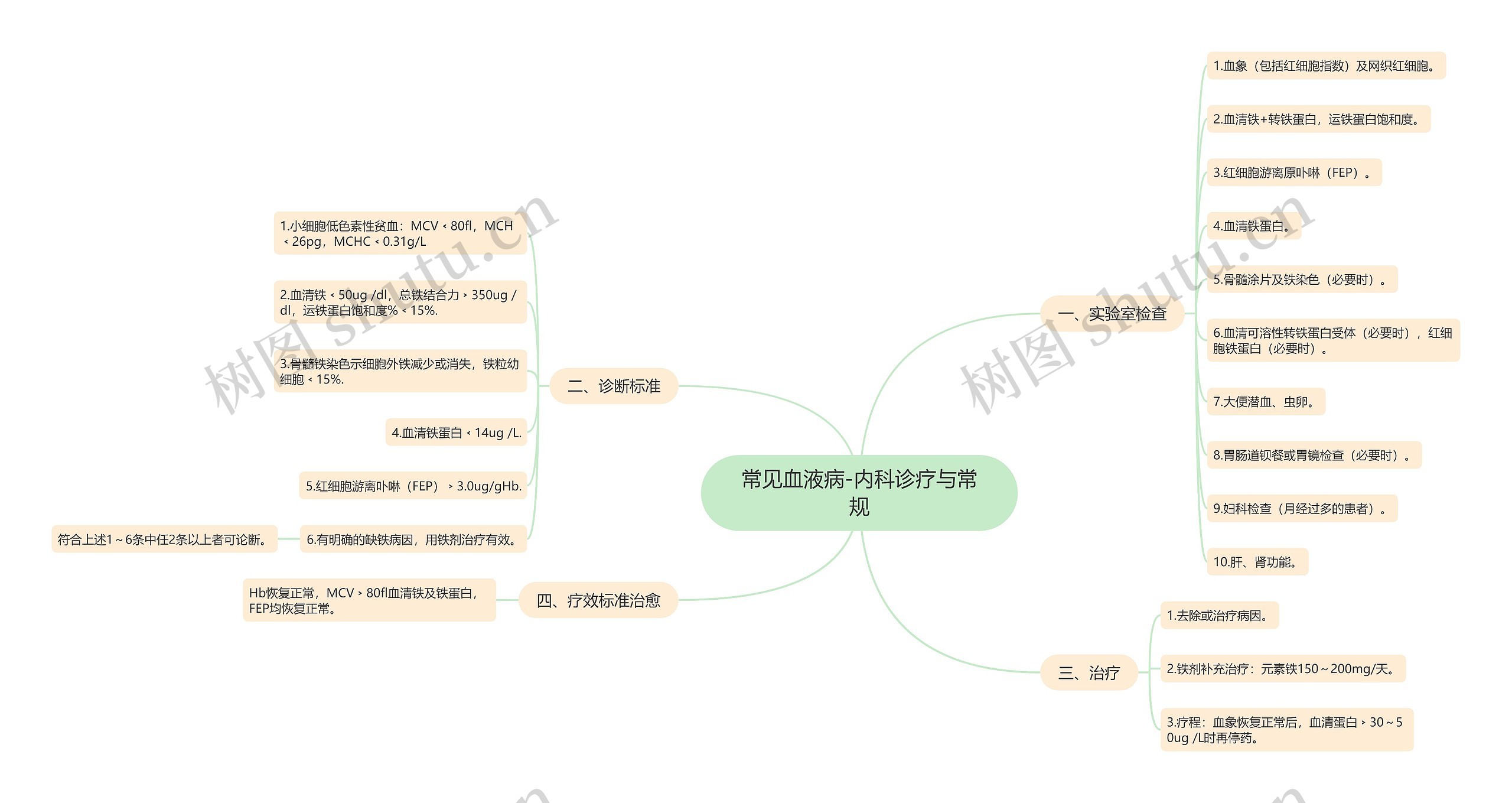 常见血液病-内科诊疗与常规思维导图