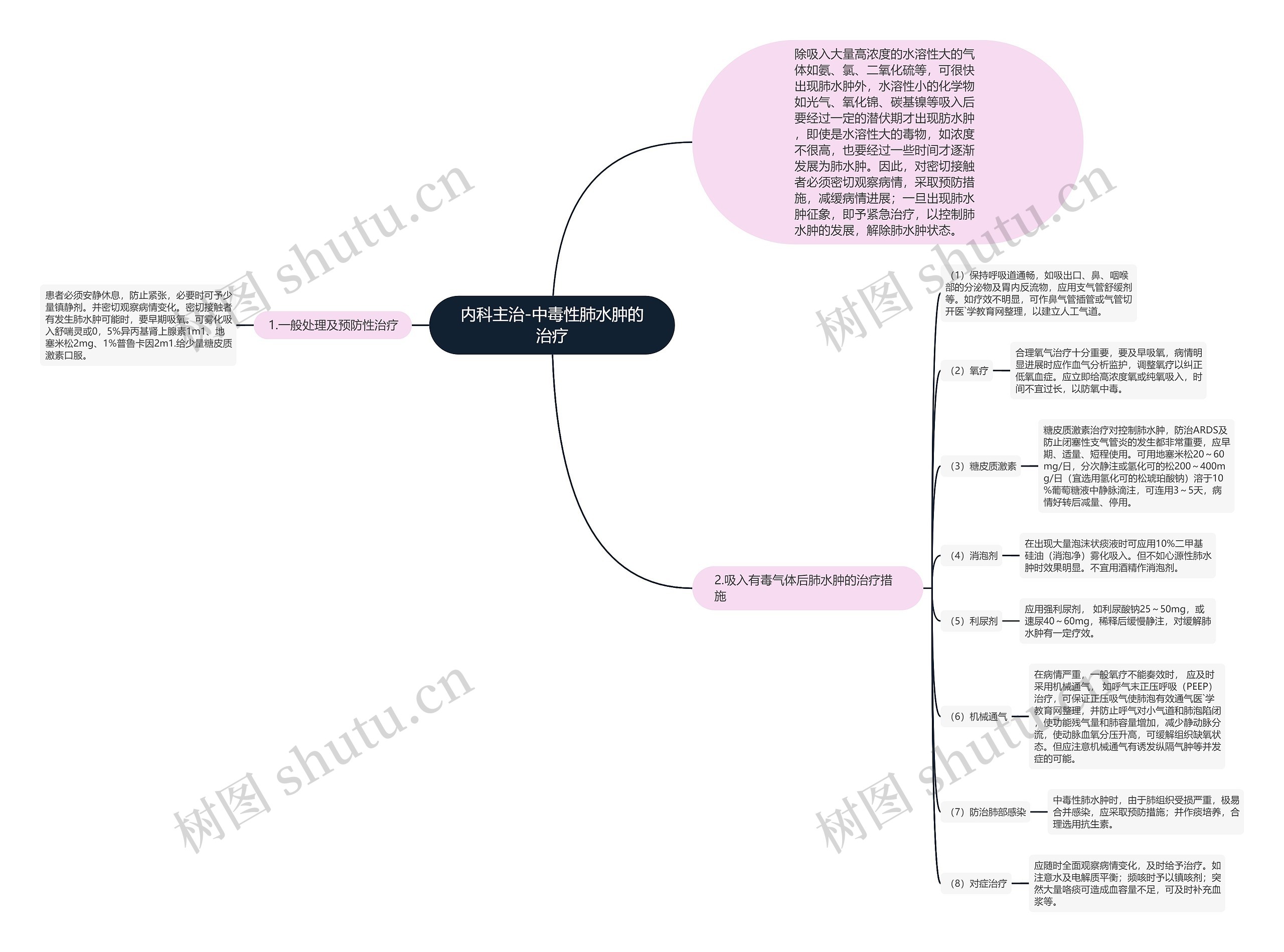 内科主治-中毒性肺水肿的治疗思维导图