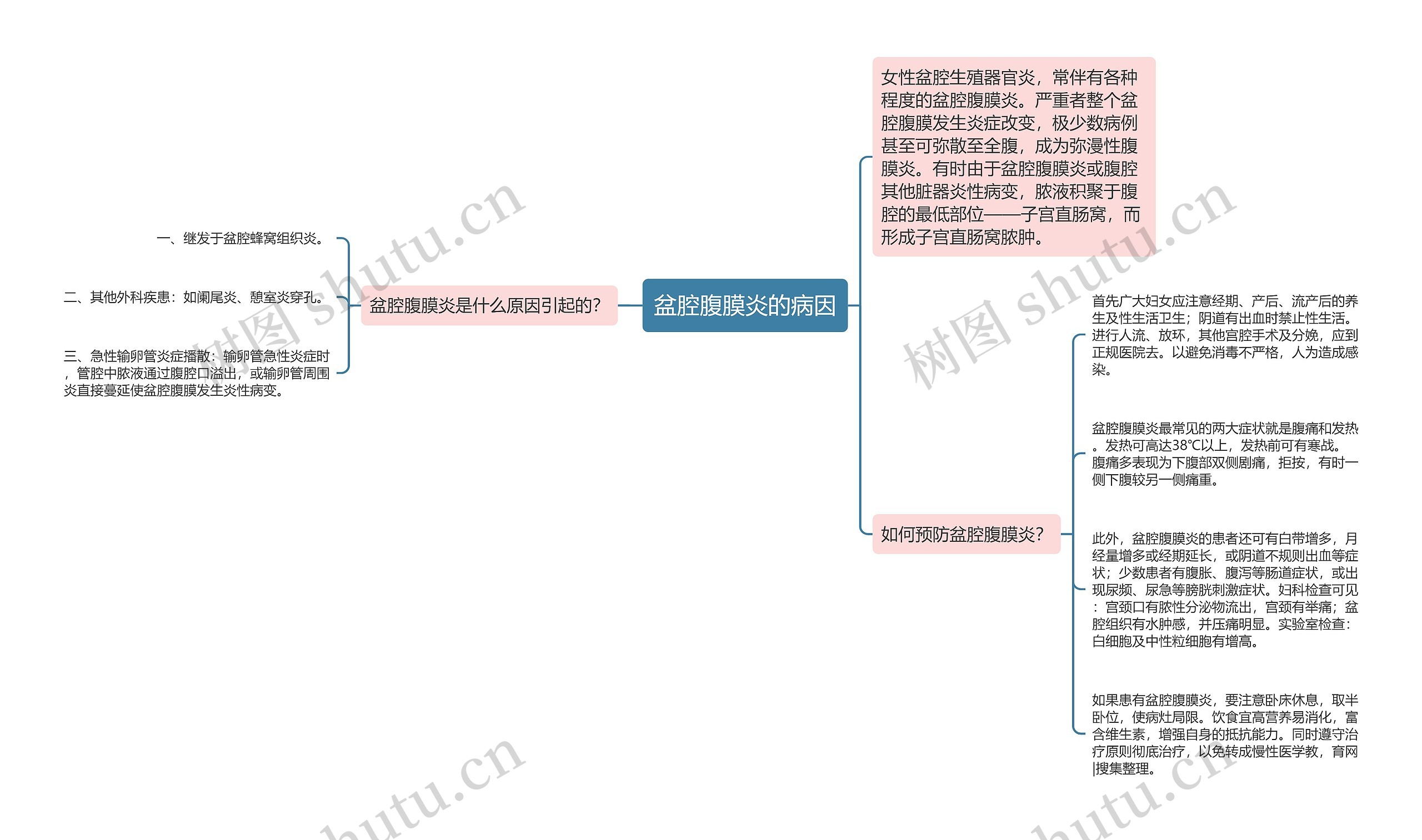 盆腔腹膜炎的病因思维导图