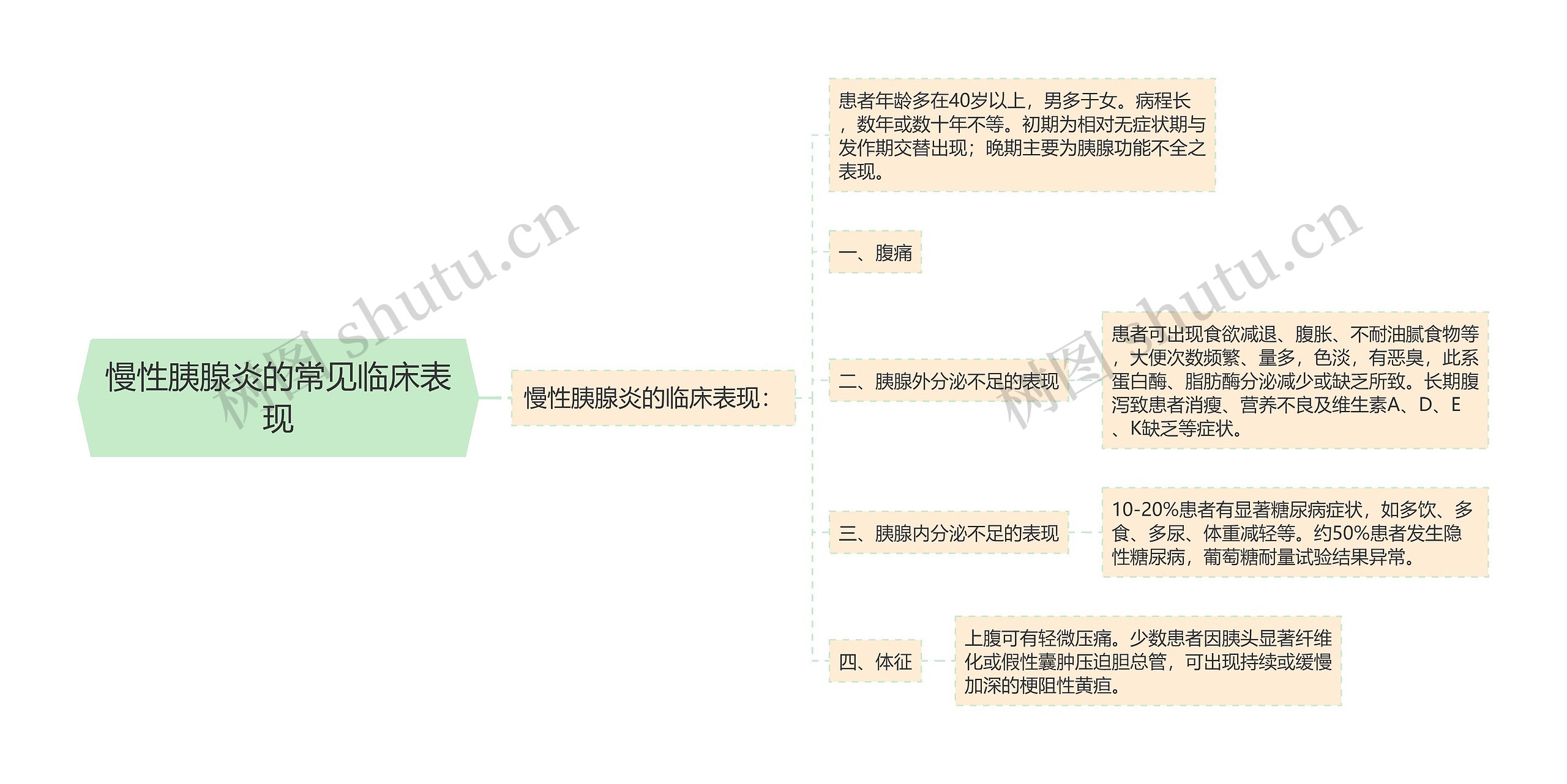 慢性胰腺炎的常见临床表现思维导图