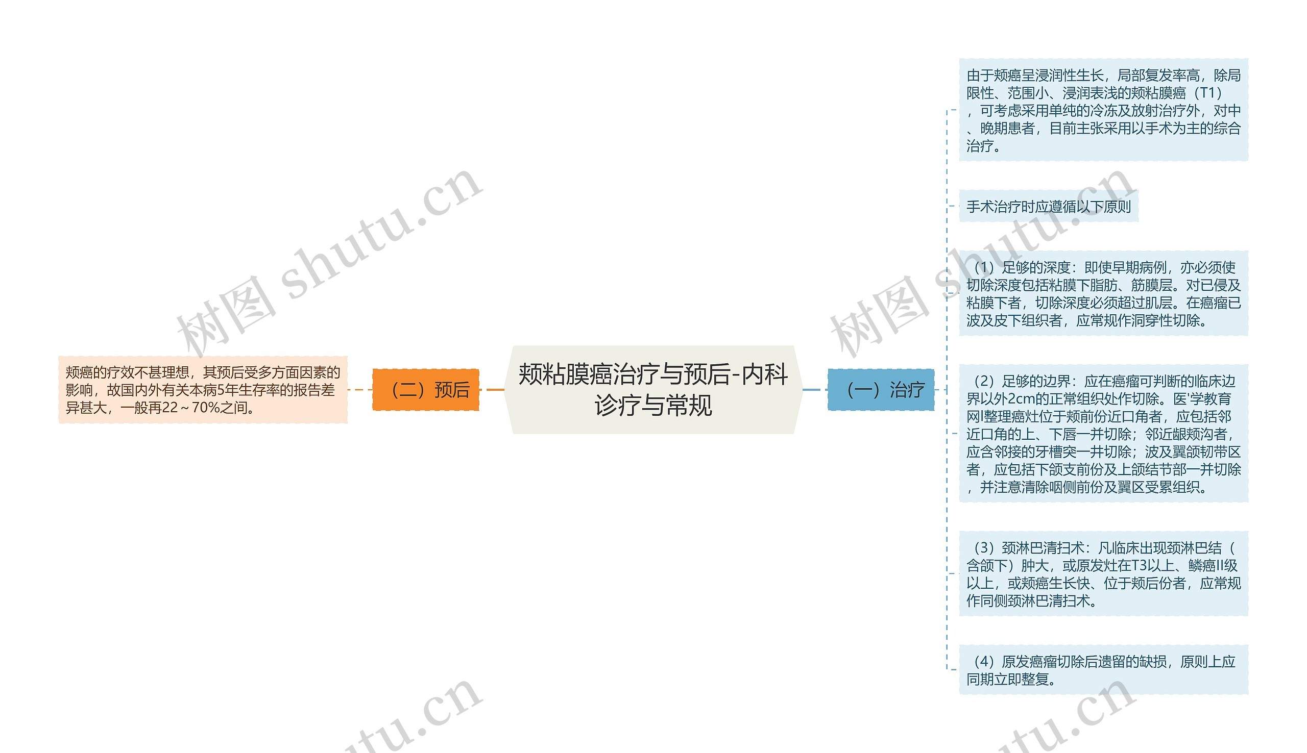 颊粘膜癌治疗与预后-内科诊疗与常规思维导图