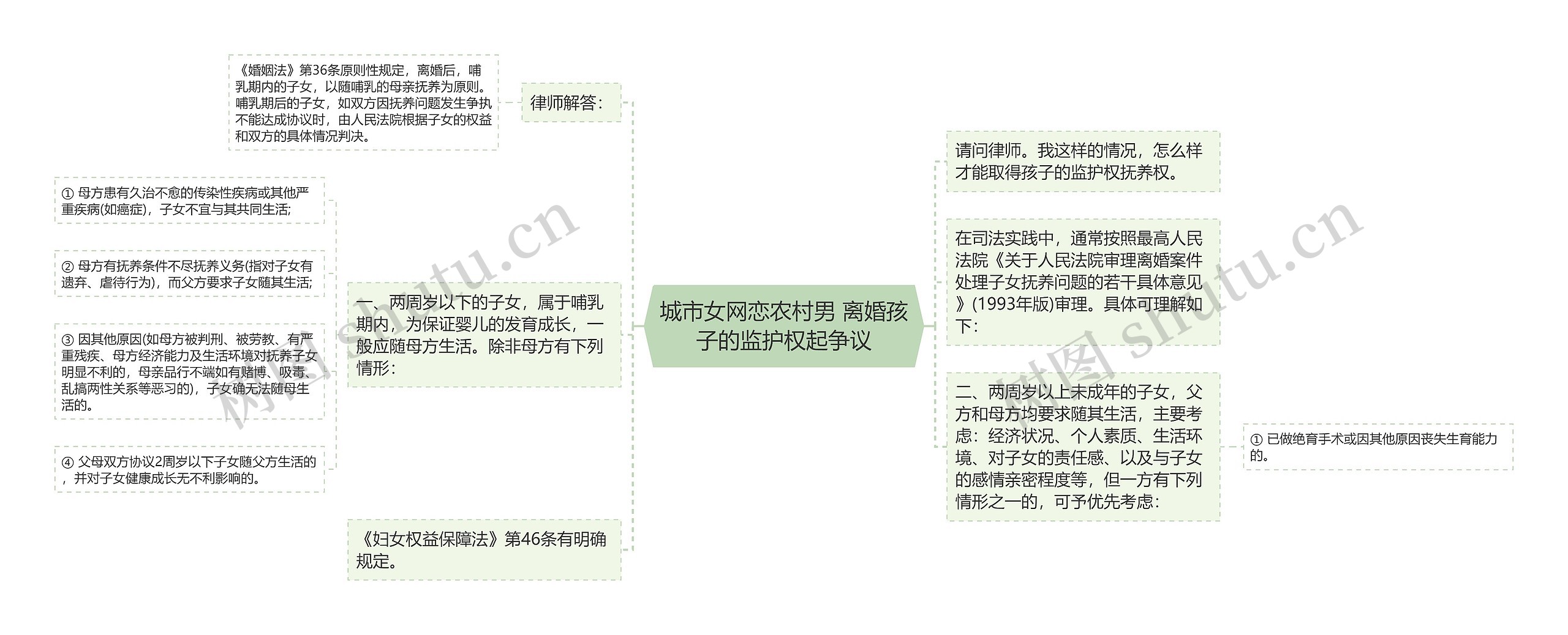 城市女网恋农村男 离婚孩子的监护权起争议思维导图