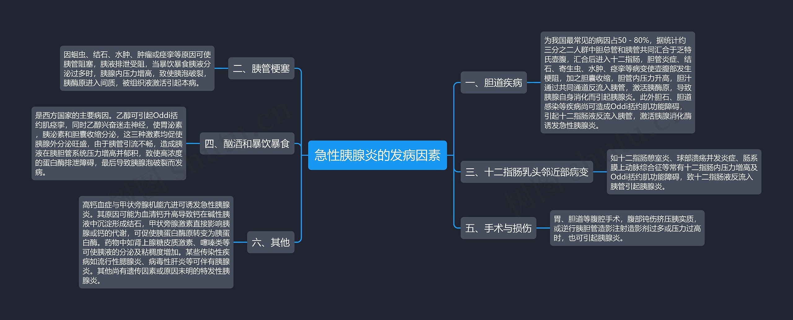 急性胰腺炎的发病因素思维导图