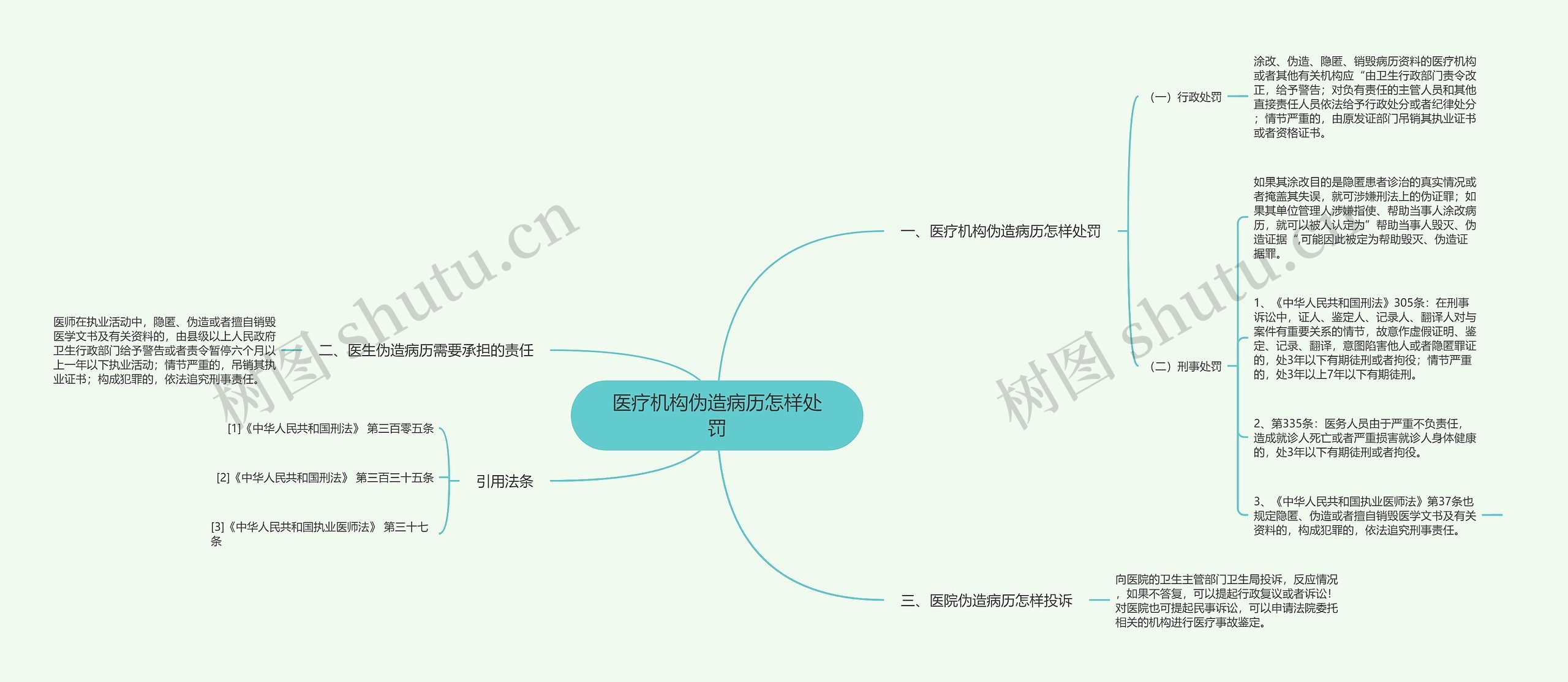 医疗机构伪造病历怎样处罚思维导图