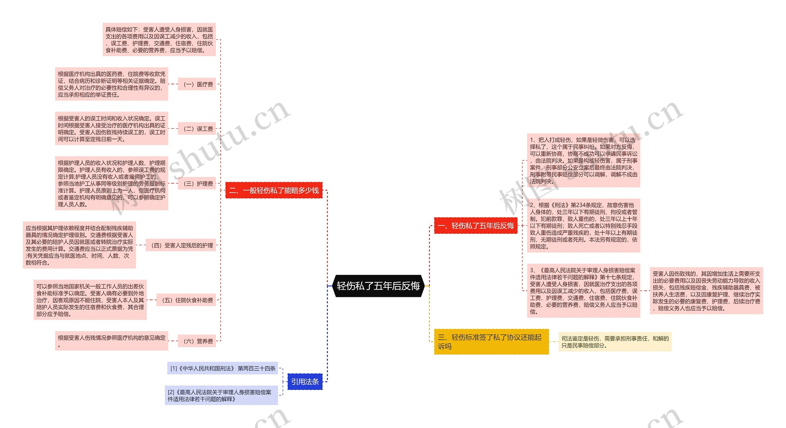 轻伤私了五年后反悔思维导图
