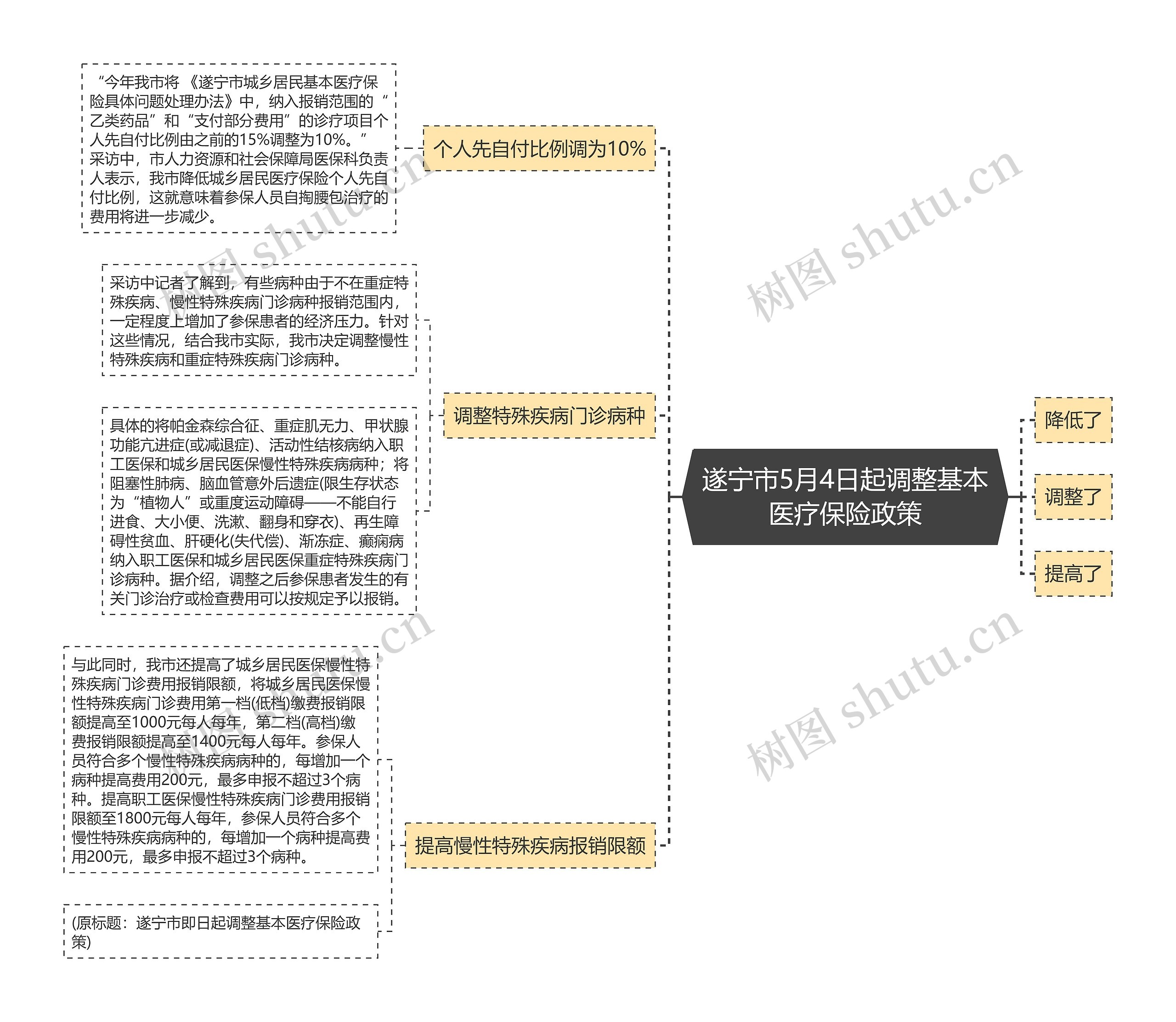 遂宁市5月4日起调整基本医疗保险政策思维导图