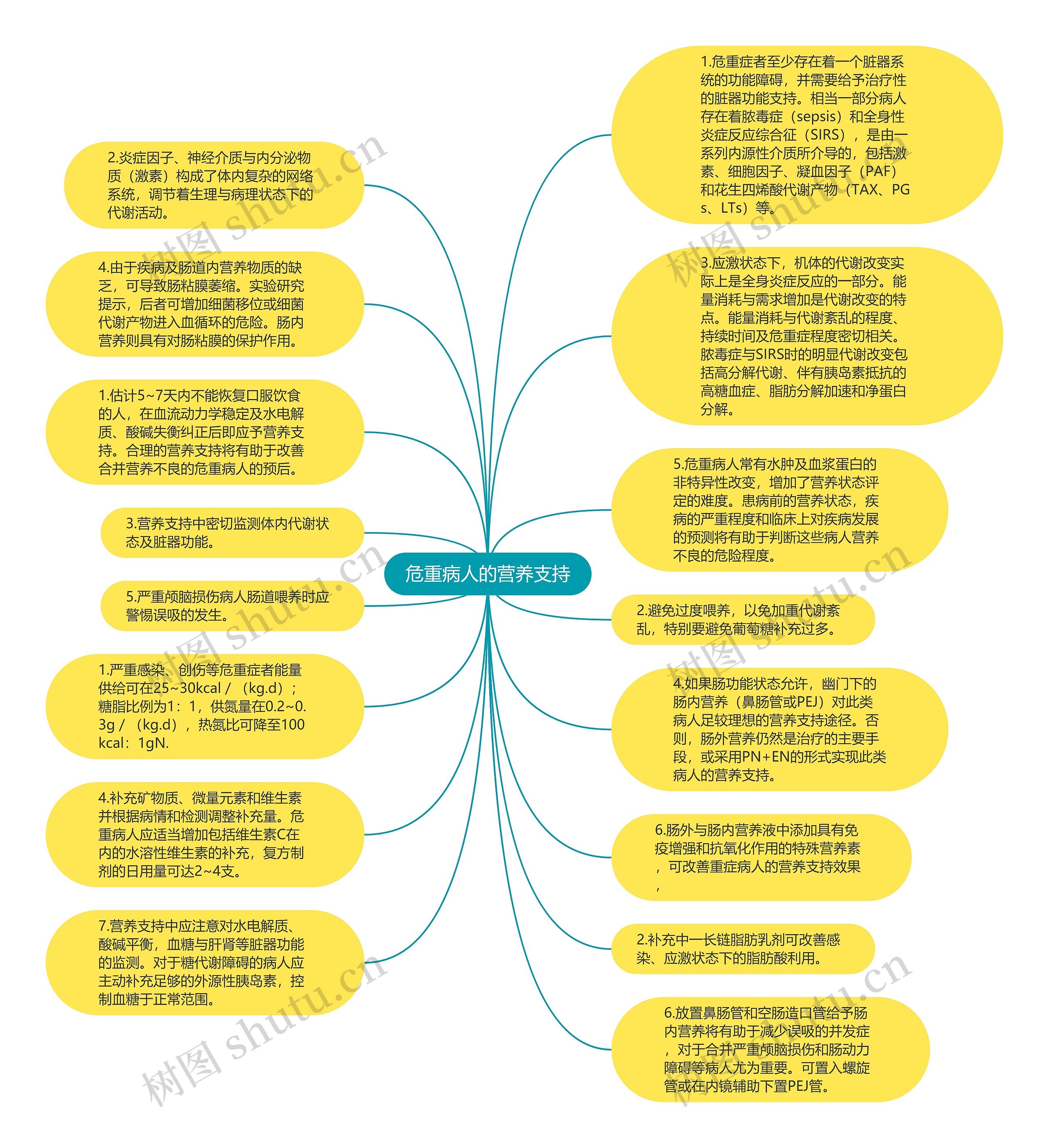 危重病人的营养支持思维导图