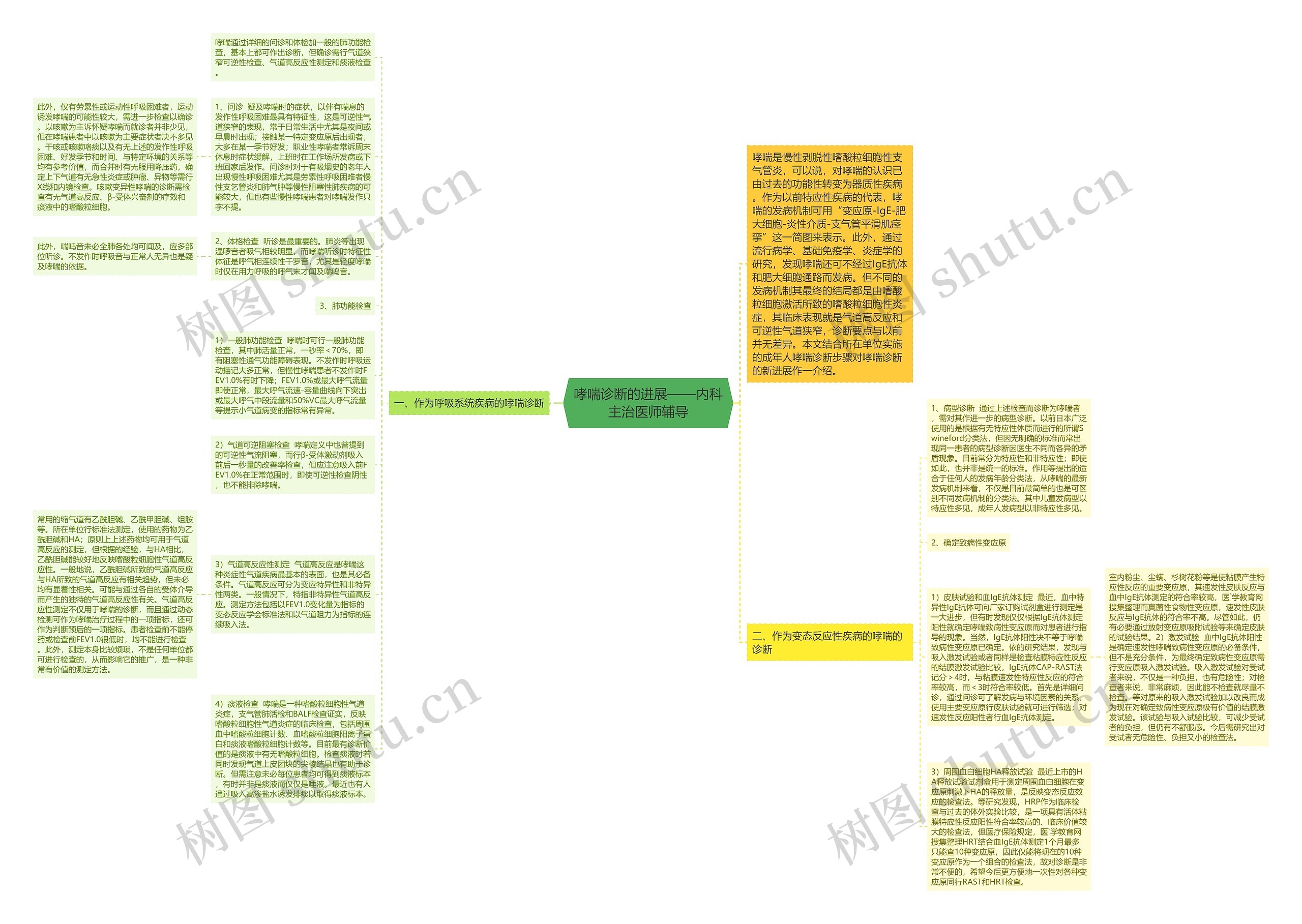 哮喘诊断的进展——内科主治医师辅导思维导图