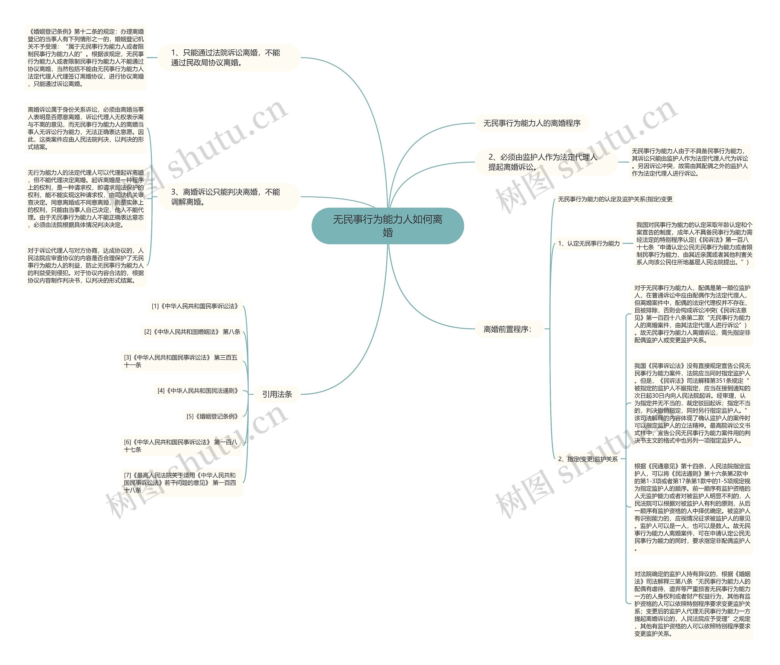 无民事行为能力人如何离婚思维导图