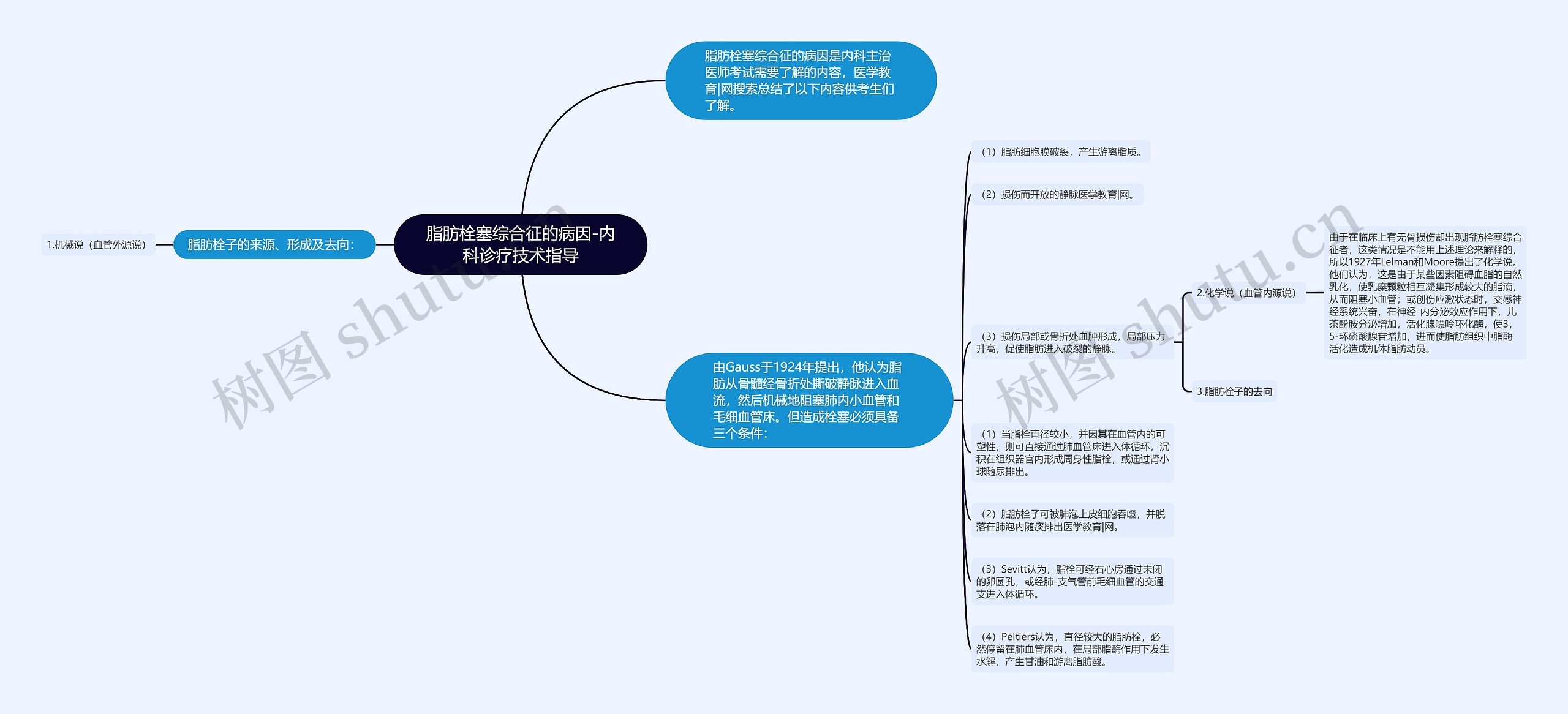 脂肪栓塞综合征的病因-内科诊疗技术指导思维导图