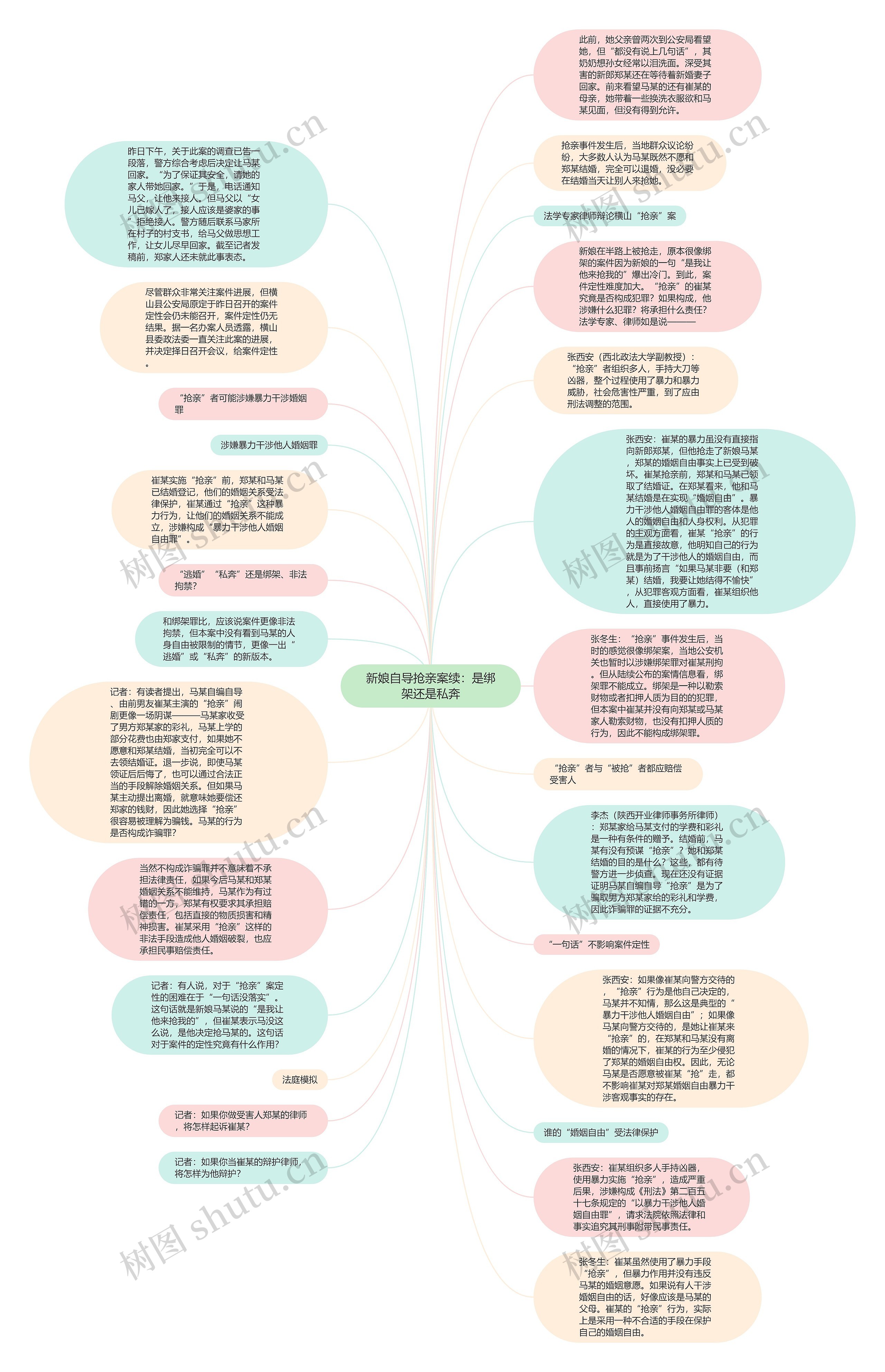 新娘自导抢亲案续：是绑架还是私奔思维导图