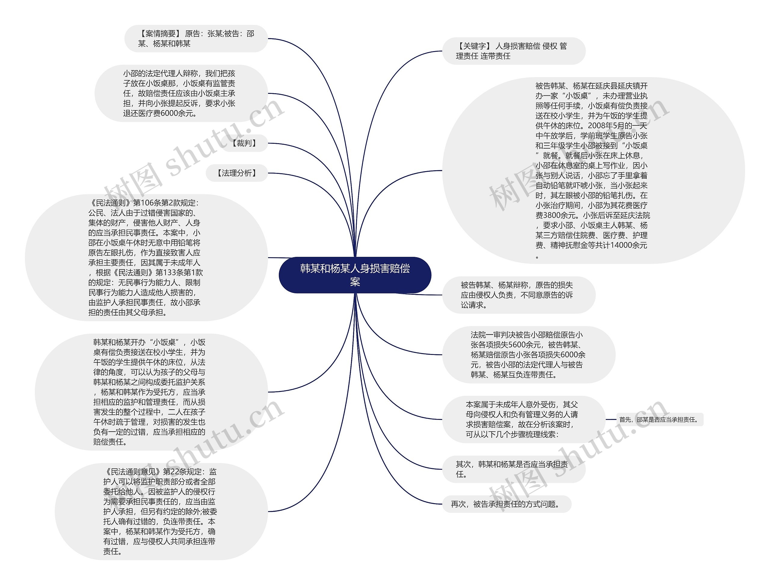 韩某和杨某人身损害赔偿案思维导图