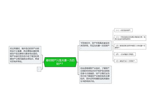 哪些财产只是夫妻一方的财产？