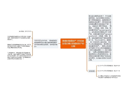 离婚时隐匿财产 5年后被发现仍需分割婚前财产的分割