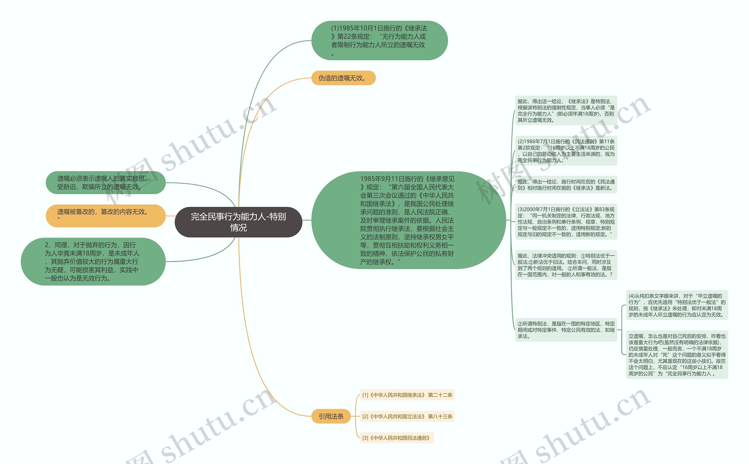 完全民事行为能力人-特别情况思维导图