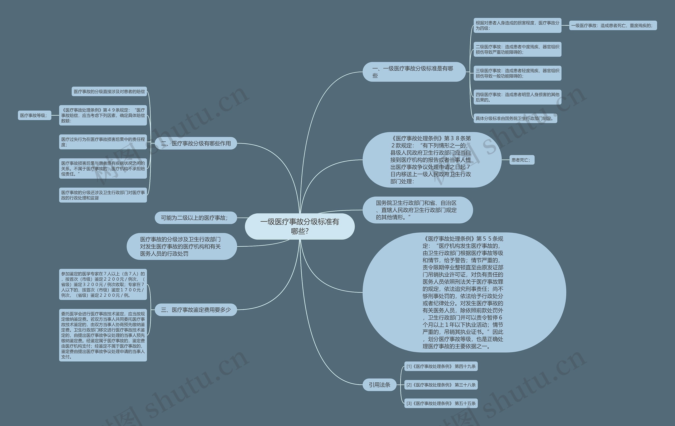 一级医疗事故分级标准有哪些?思维导图