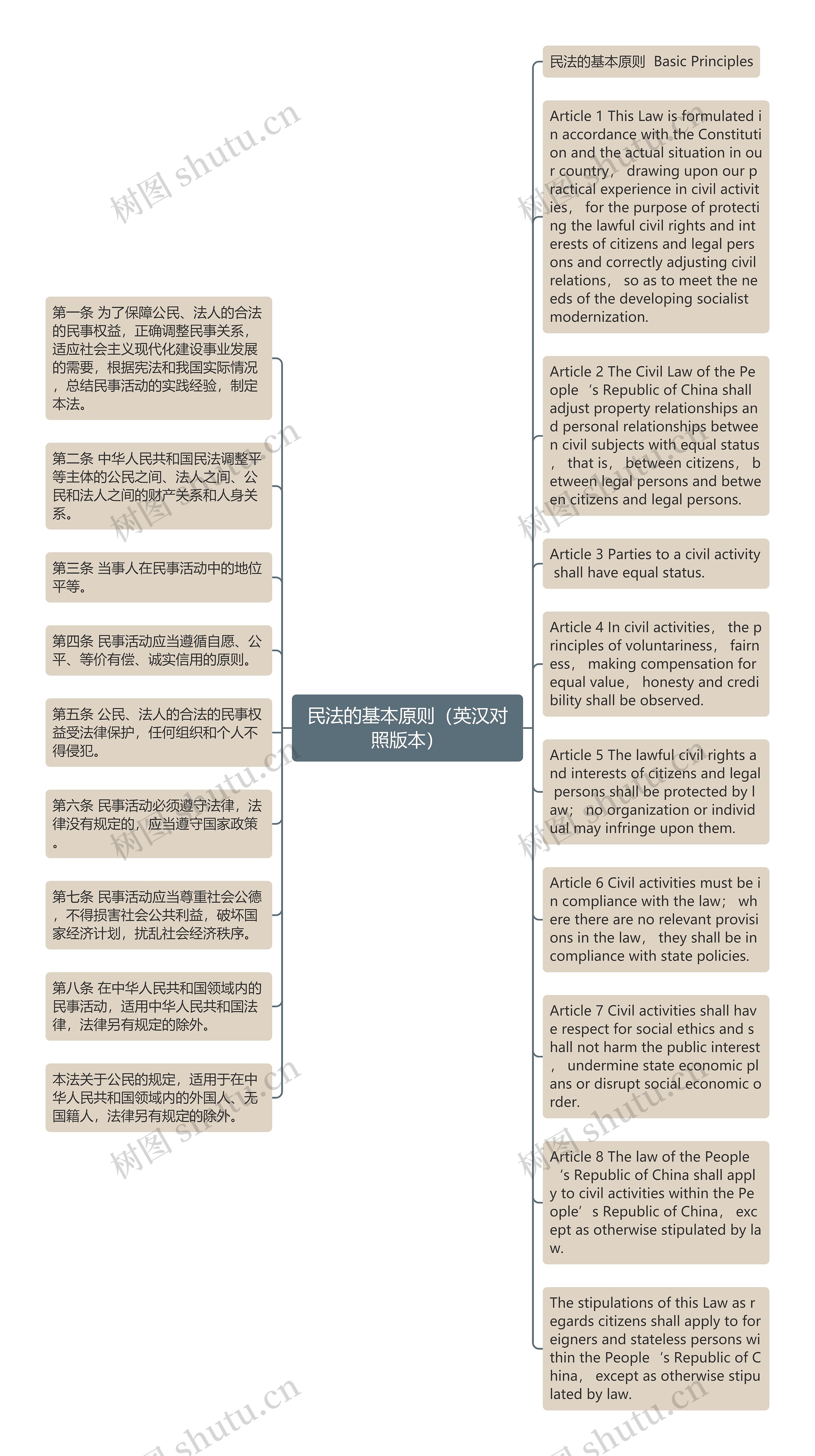 民法的基本原则（英汉对照版本）思维导图