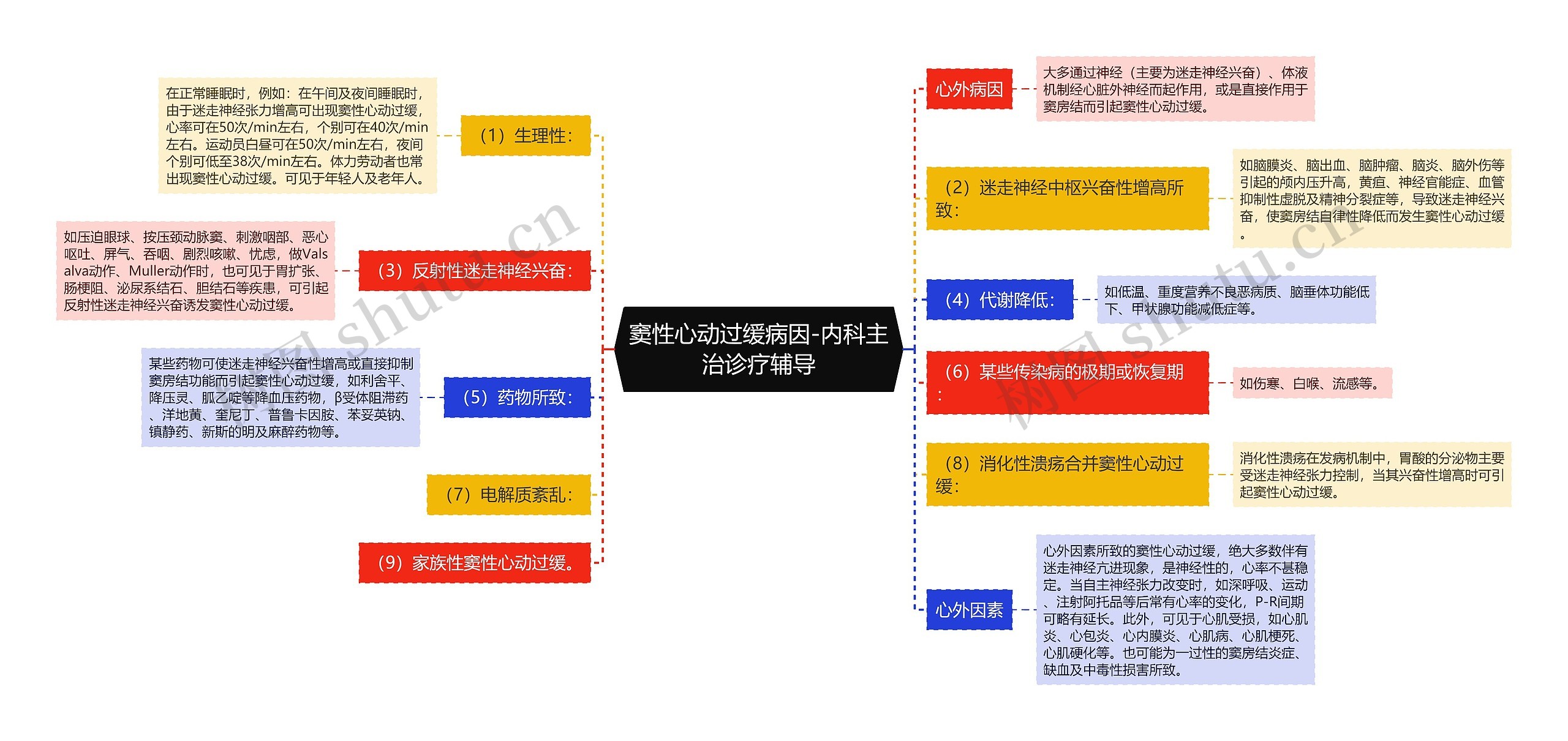 窦性心动过缓病因-内科主治诊疗辅导思维导图