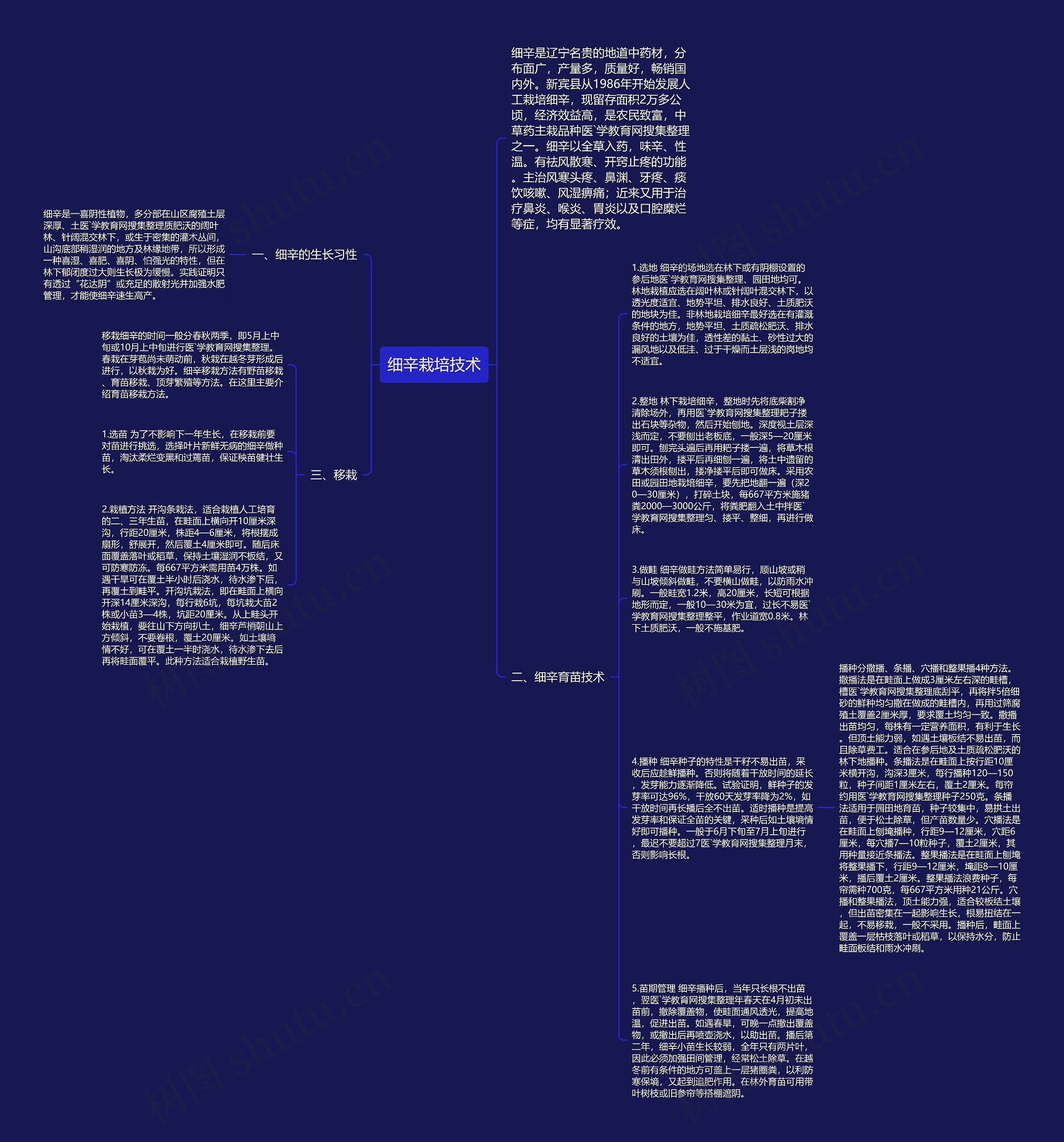 细辛栽培技术思维导图