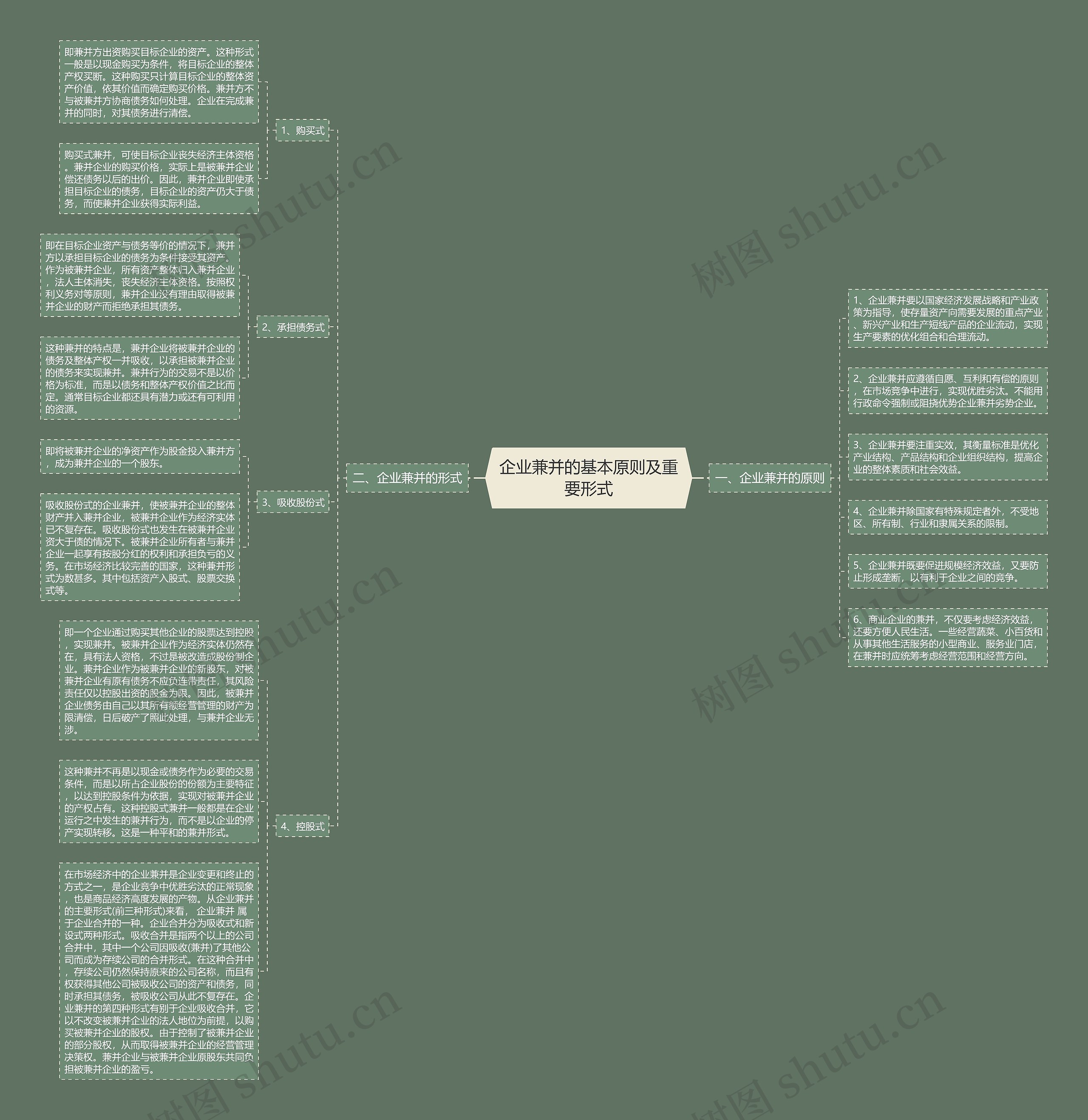企业兼并的基本原则及重要形式思维导图